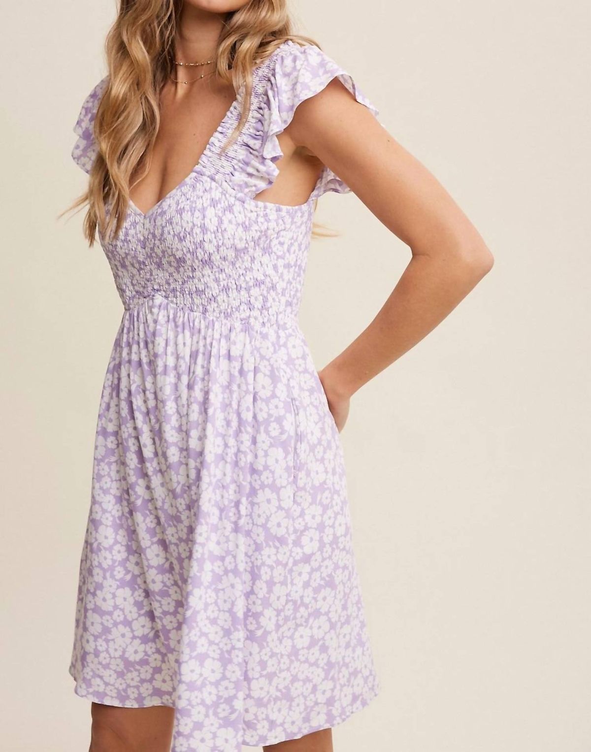 Style 1-3707085662-2696 Listicle Size L Floral Purple Cocktail Dress on Queenly