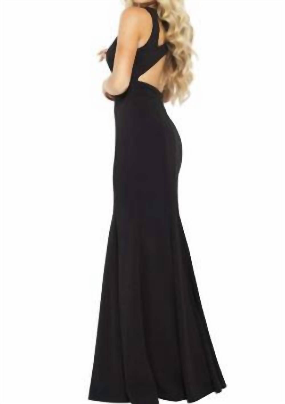 Style 1-497658153-238 JOVANI Size 12 Prom Black Floor Length Maxi on Queenly