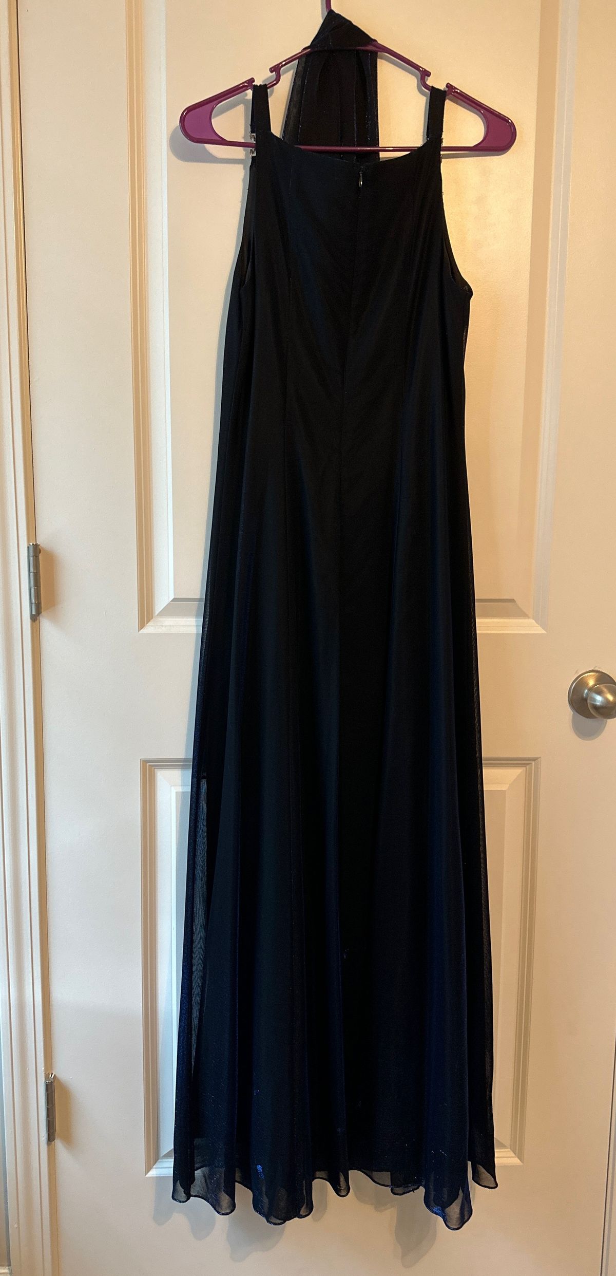 Style 613798 Betsy and Adam Size 8 Prom Velvet Navy Blue Floor Length Maxi on Queenly