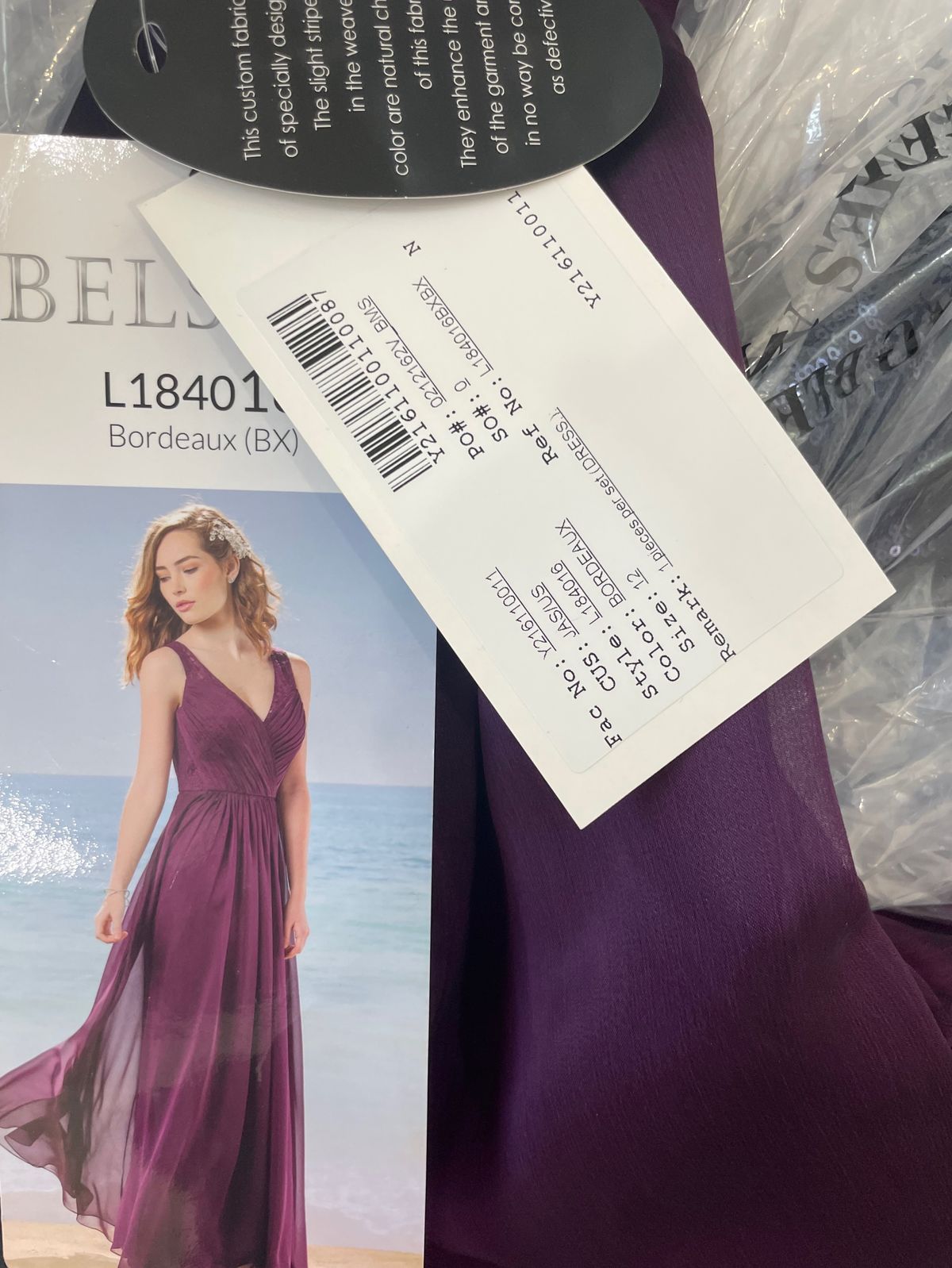 Style L184016 Jasmine Size 12 Plunge Purple A-line Dress on Queenly