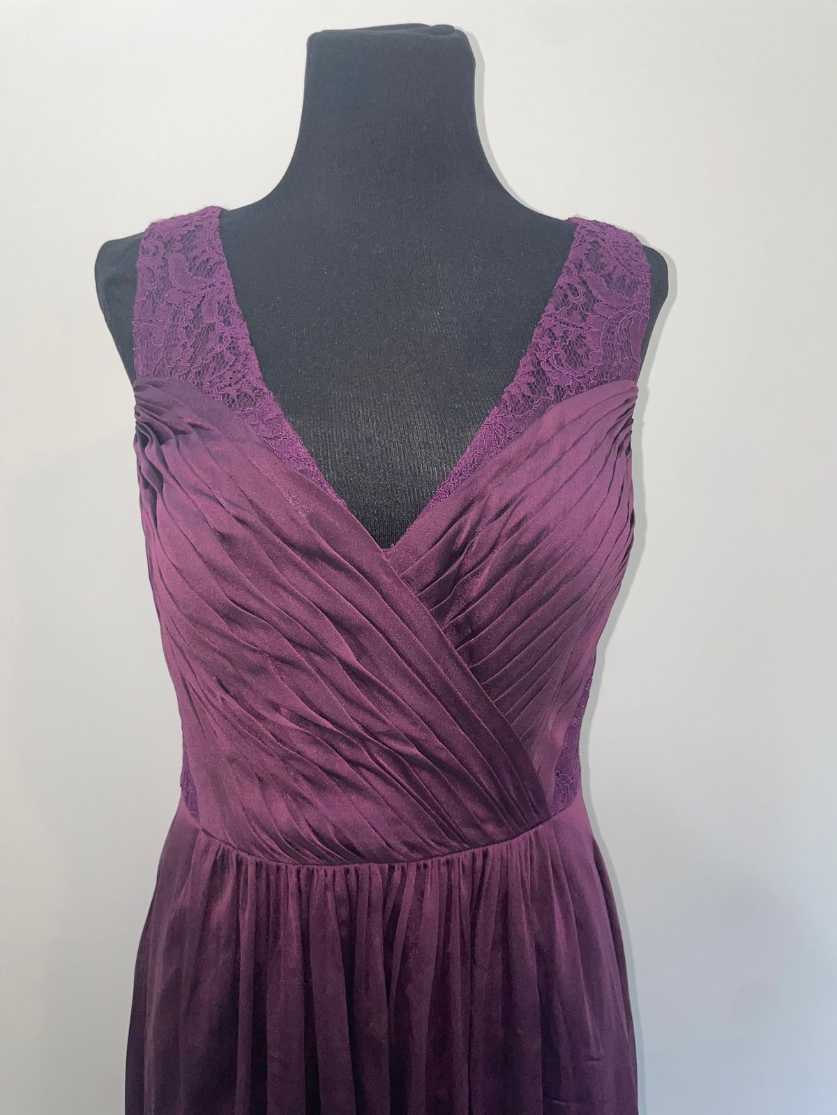 Style L184016 Jasmine Size 12 Bridesmaid Plunge Sheer Purple A-line Dress on Queenly