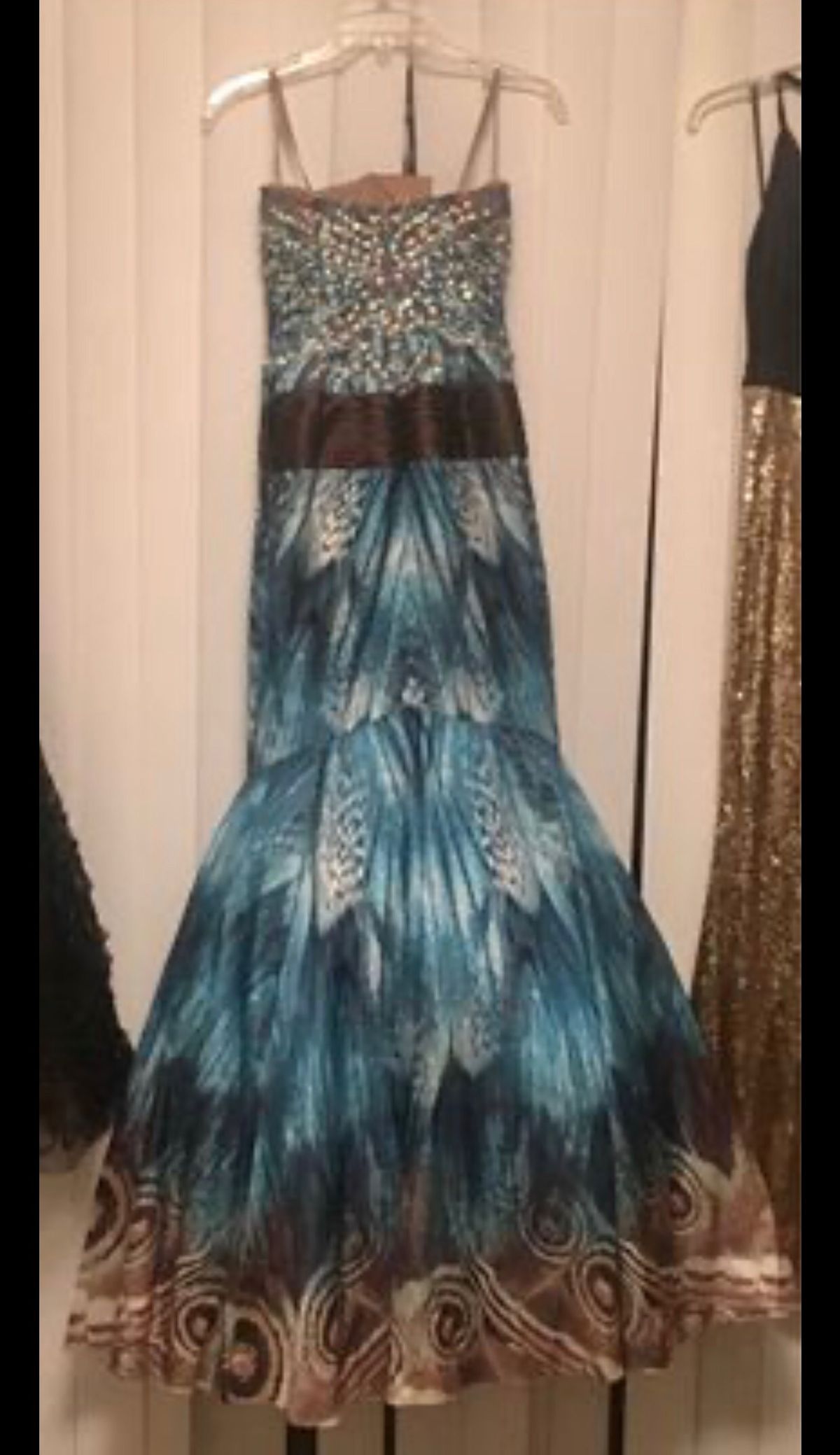Cache Size 2 Prom Strapless Blue Mermaid Dress on Queenly