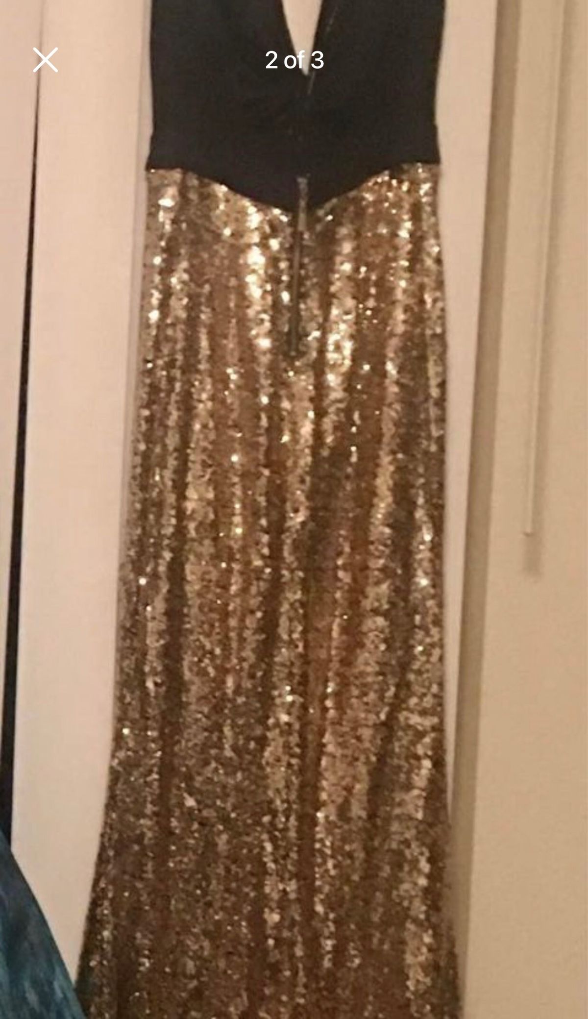 Windsor Size XS Prom Plunge Gold Mermaid Dress on Queenly