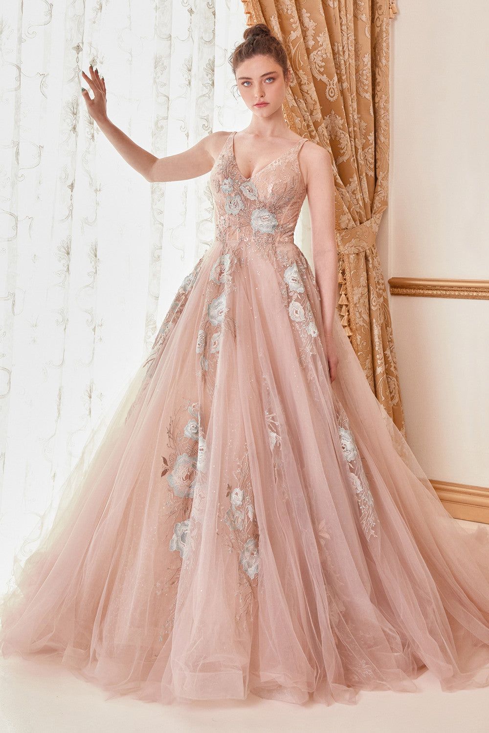 Style CDA0893 Andrea and Leo Size 12 Prom Nude Ball Gown on Queenly