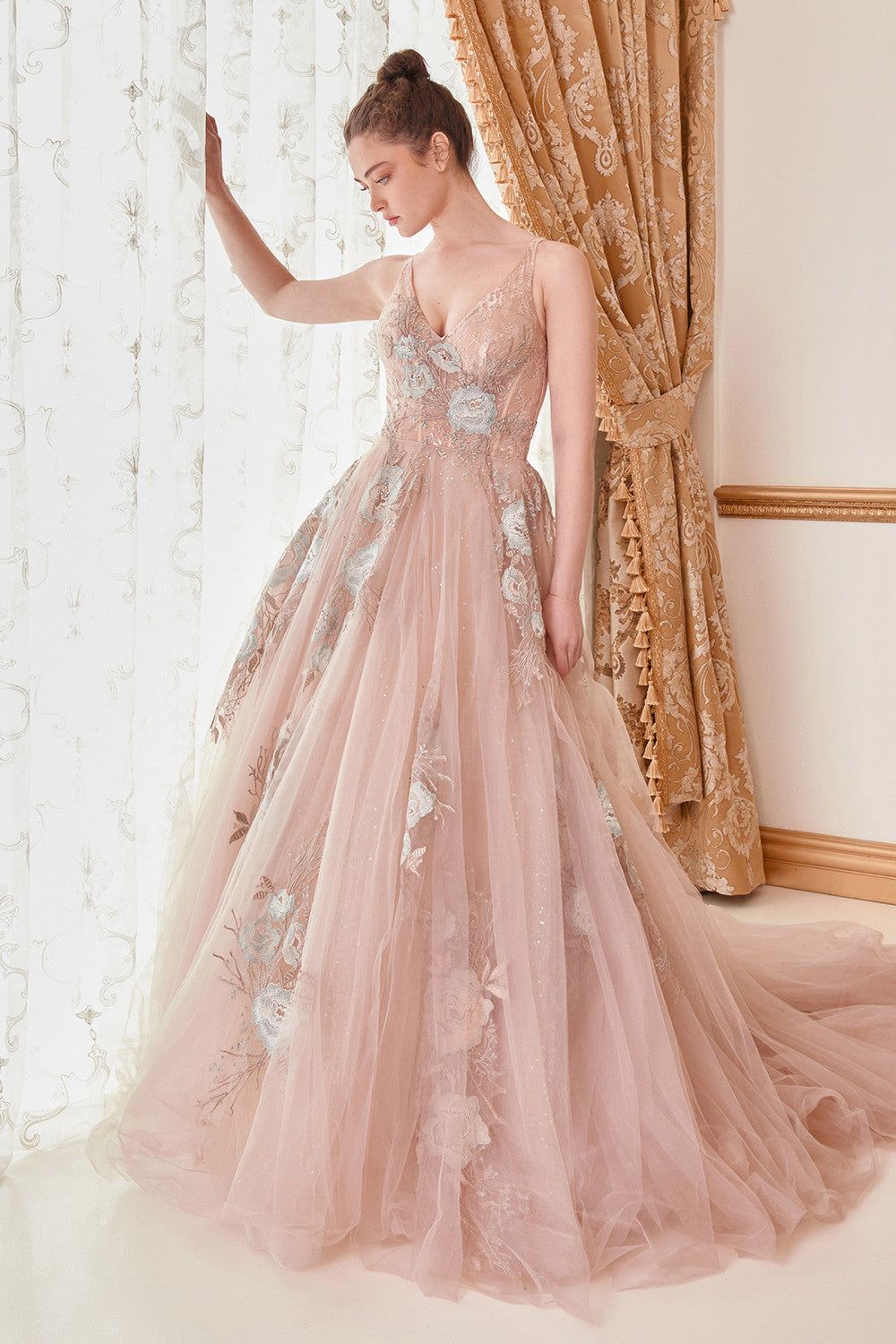 Style CDA0893 Andrea and Leo Size 10 Prom Nude Ball Gown on Queenly