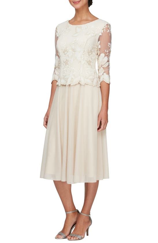 Alex Evenings Size 12 Prom Lace Nude Cocktail Dress on Queenly