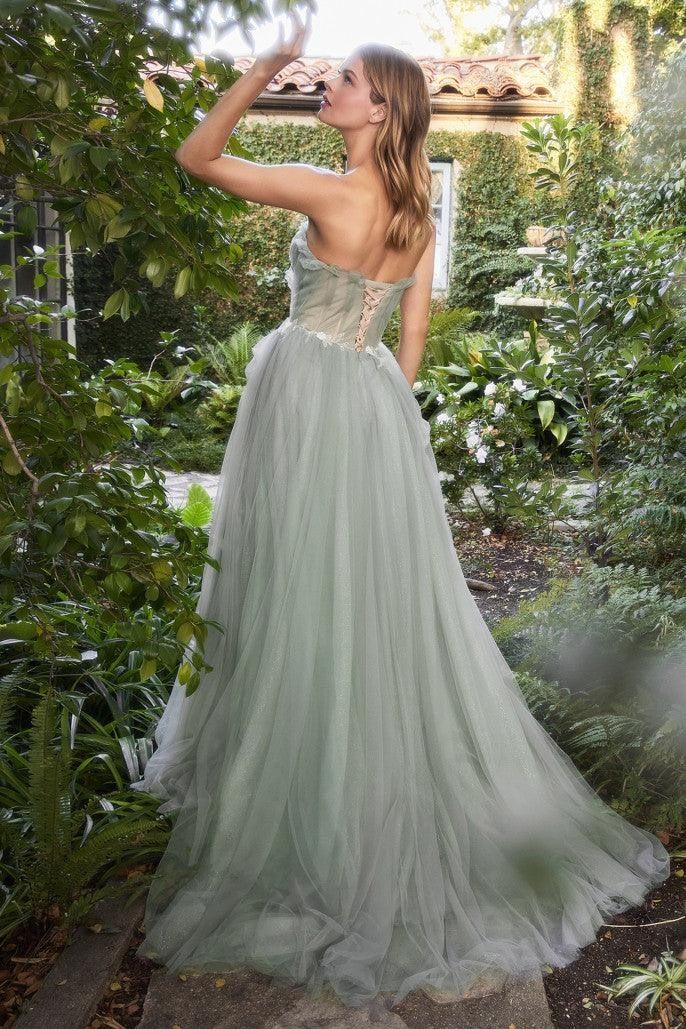 Style CDA1015 Andrea and Leo Size 8 Prom Strapless Green Ball Gown on Queenly