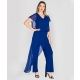 Style Jumpsuit with chiffon overlay Last Tango Size 12 Prom Cap Sleeve Sheer Royal Blue Cocktail Dress on Queenly