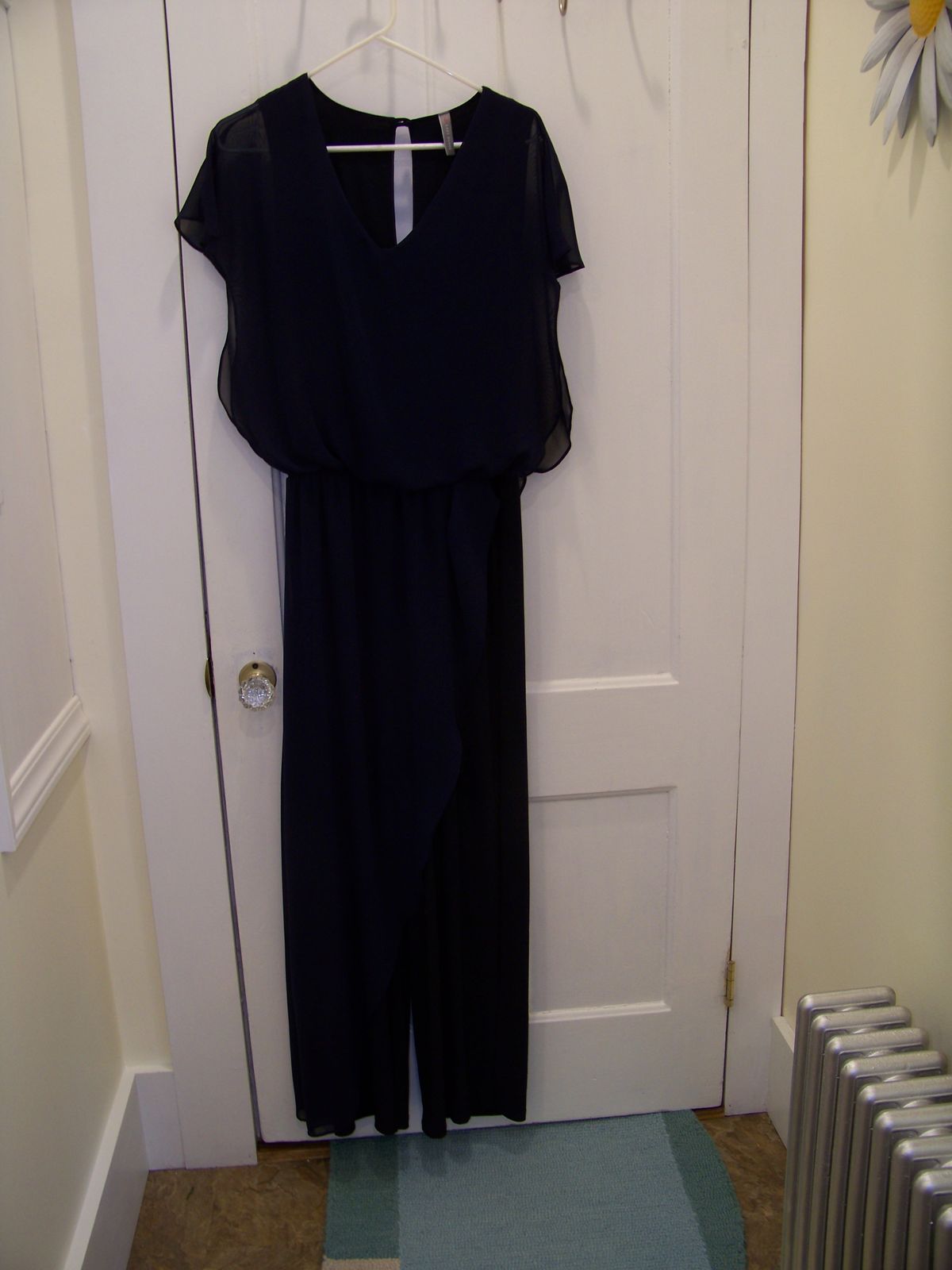 Style Jumpsuit with chiffon overlay Last Tango Size 12 Prom Cap Sleeve Sheer Royal Blue Cocktail Dress on Queenly