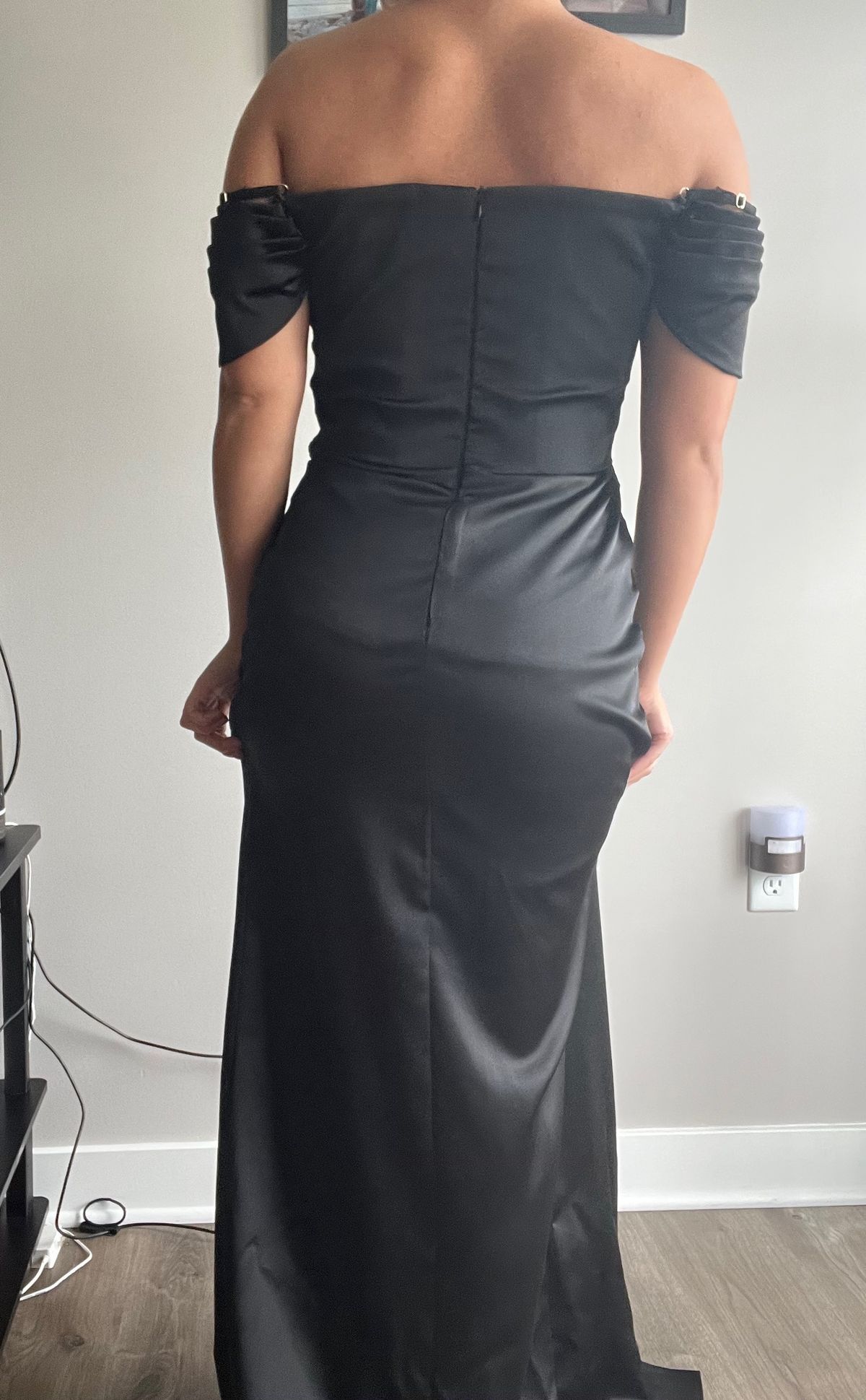 Catwalk Connection Size 8 Prom Off The Shoulder Black Side Slit Dress on Queenly
