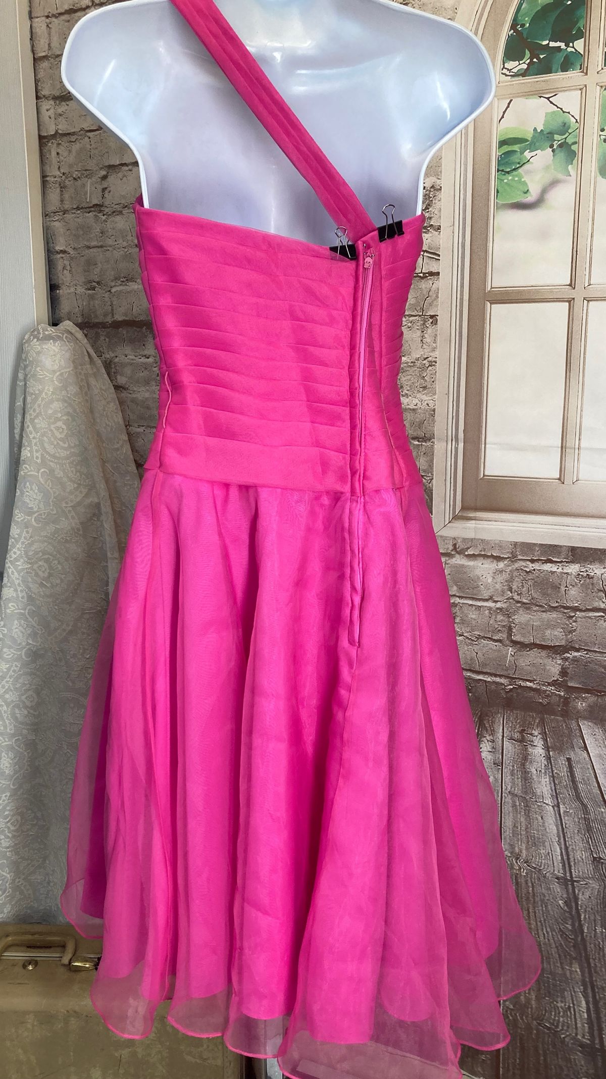 MoriLee Size 14 Wedding Guest One Shoulder Pink A-line Dress on Queenly