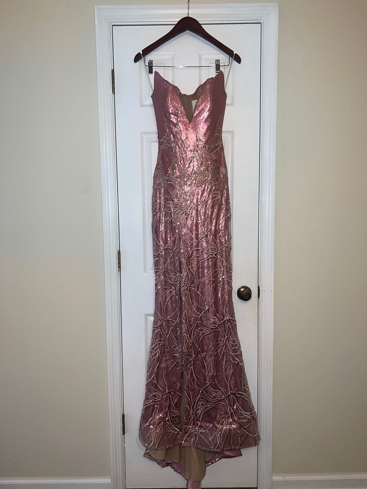 Style Couture Juan Carlos Size S Prom Strapless Pink Side Slit Dress on Queenly