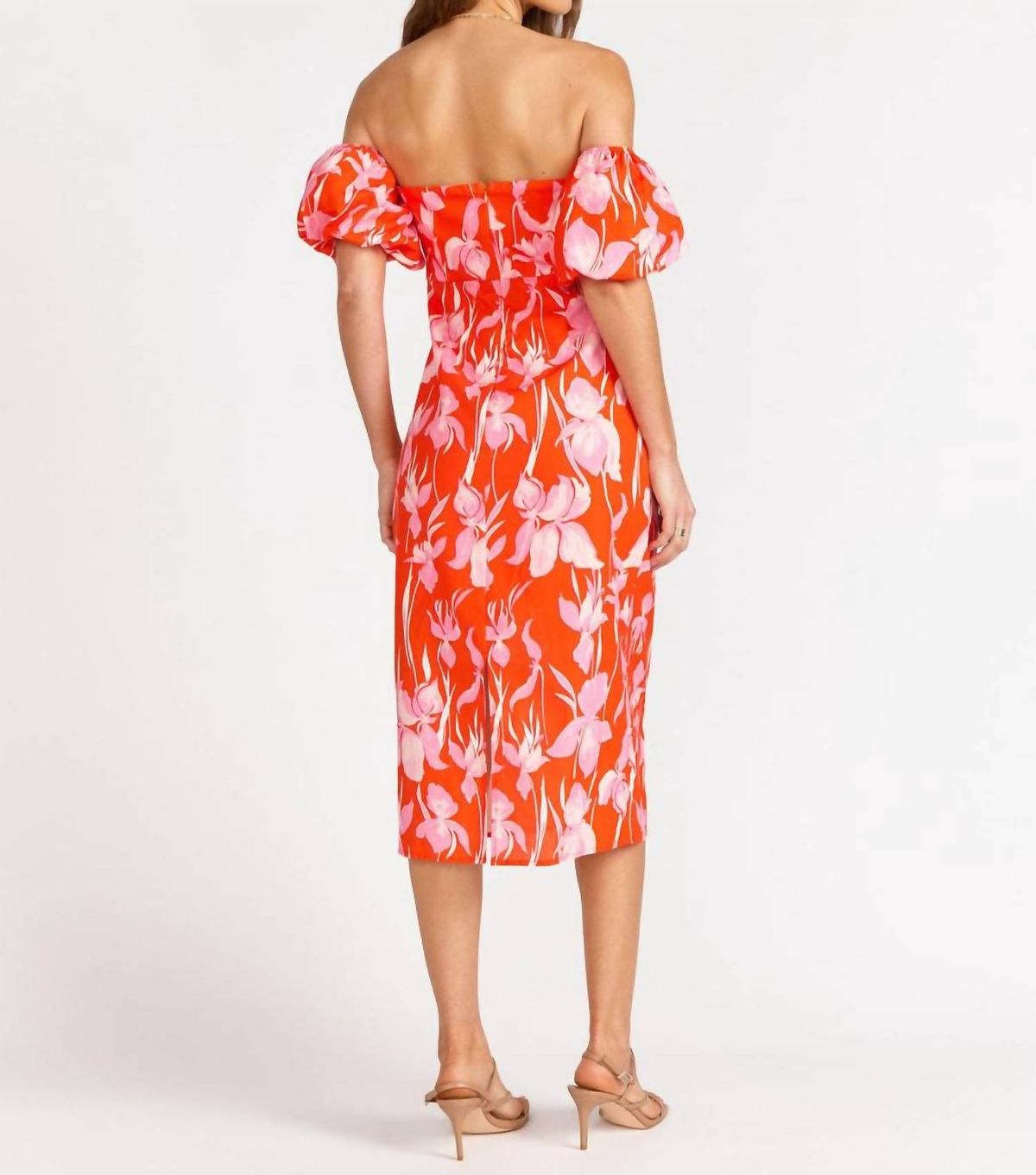 Style 1-106277534-2791 LENA Size L Off The Shoulder Floral Red Cocktail Dress on Queenly