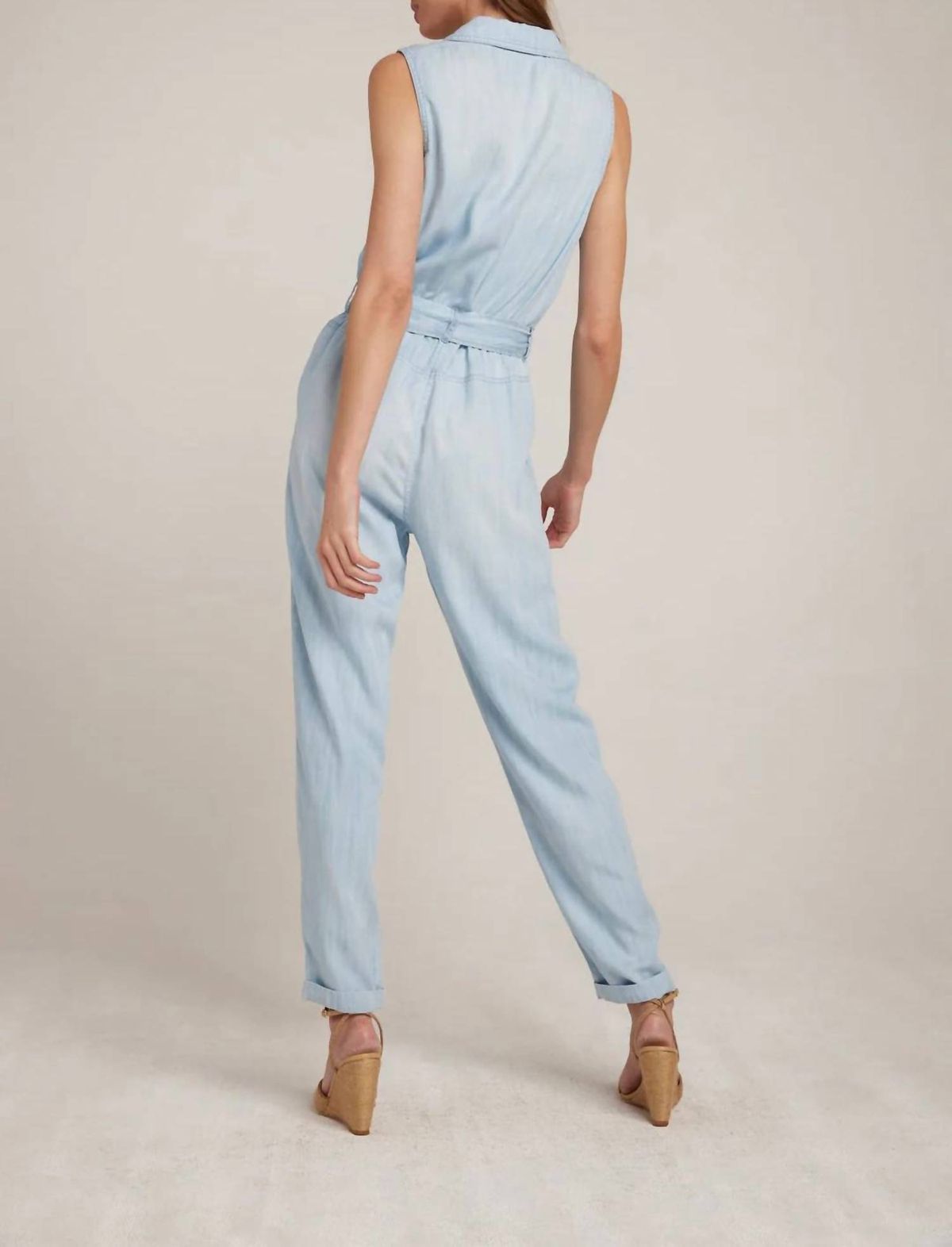 Style 1-382004067-3236 Bella Dahl Size S Sequined Blue Formal Jumpsuit on Queenly