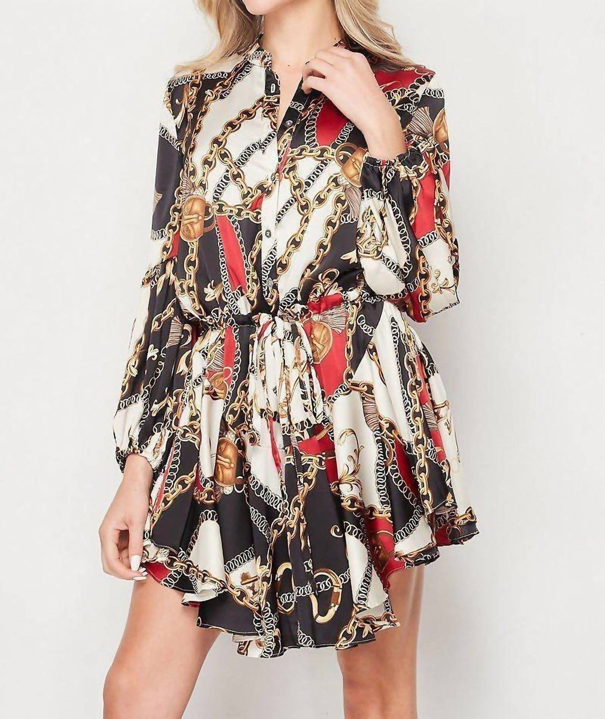 Style 1-2948503489-5497 BIG HIT FASHION Size L Nightclub Long Sleeve Multicolor Cocktail Dress on Queenly