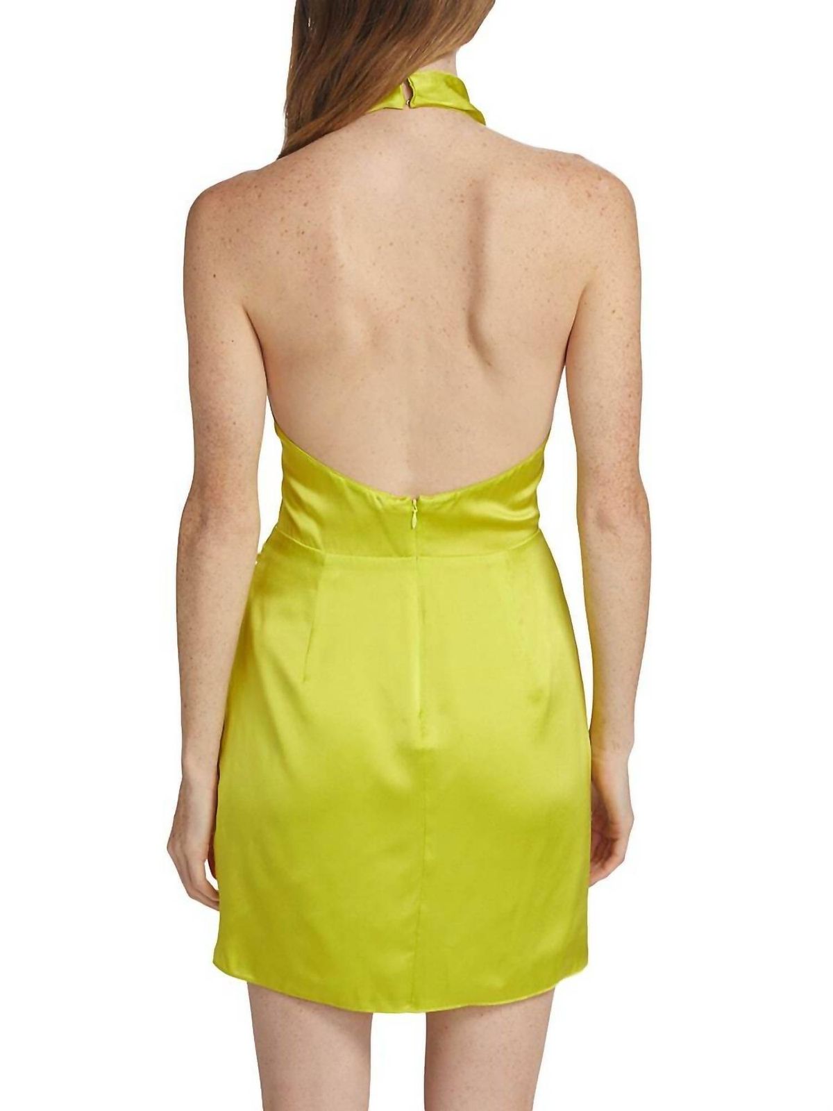 Style 1-168667103-3855 Amanda Uprichard Size XS Halter Satin Yellow Cocktail Dress on Queenly