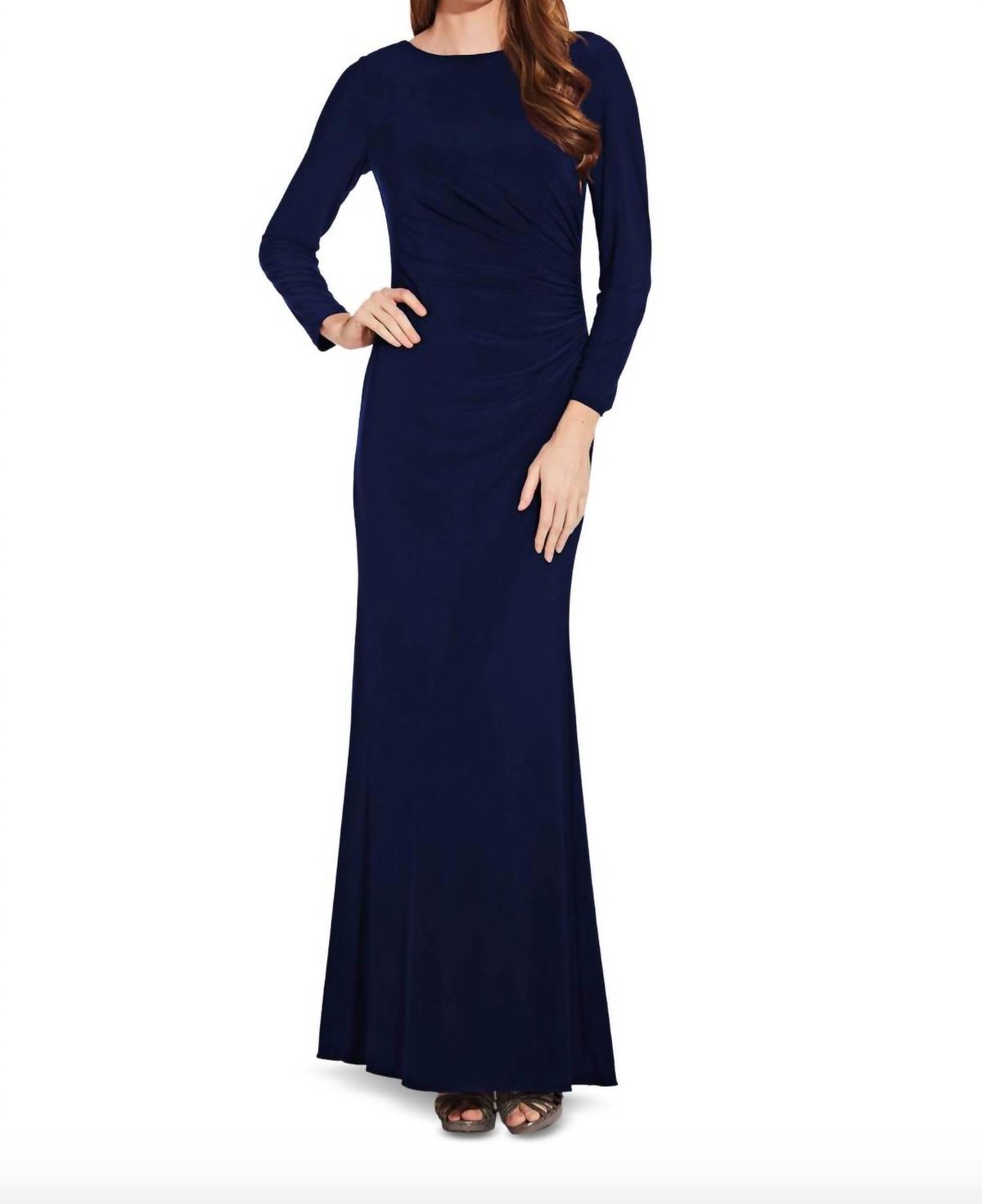 Style 1-2548031795-2168 Adrianna Papell Size 8 Wedding Guest Navy Blue Floor Length Maxi on Queenly