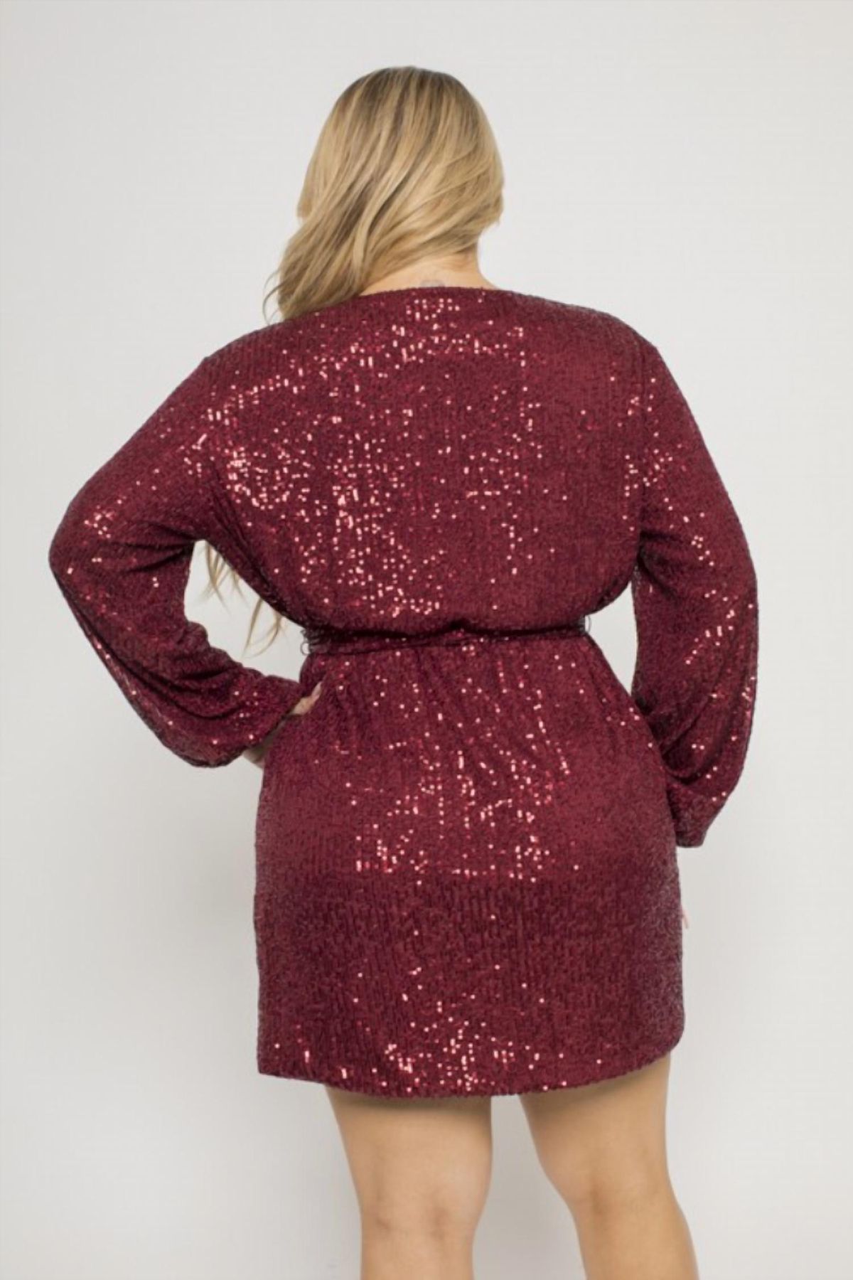 Style 1-1771701398-3989 Curve Market Size 3X Homecoming Long Sleeve Burgundy Red Cocktail Dress on Queenly