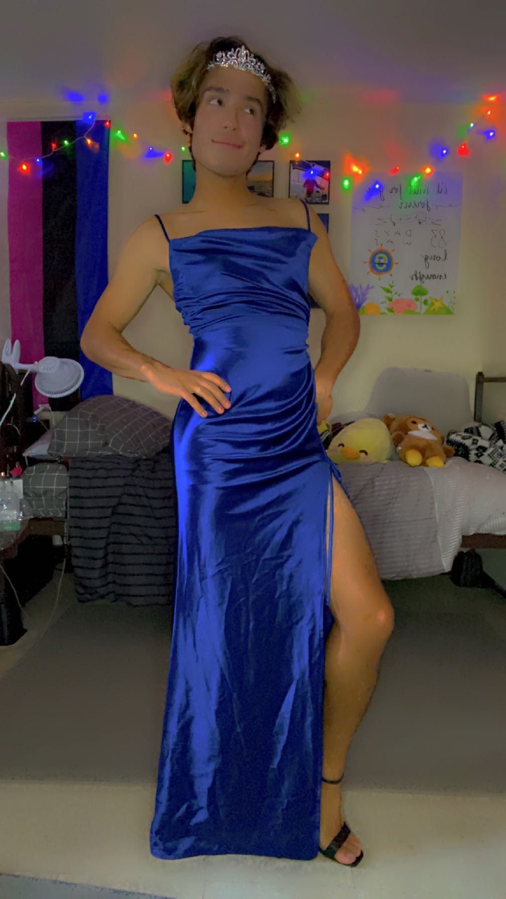 Windsor Size 4 Prom Satin Blue Floor Length Maxi on Queenly