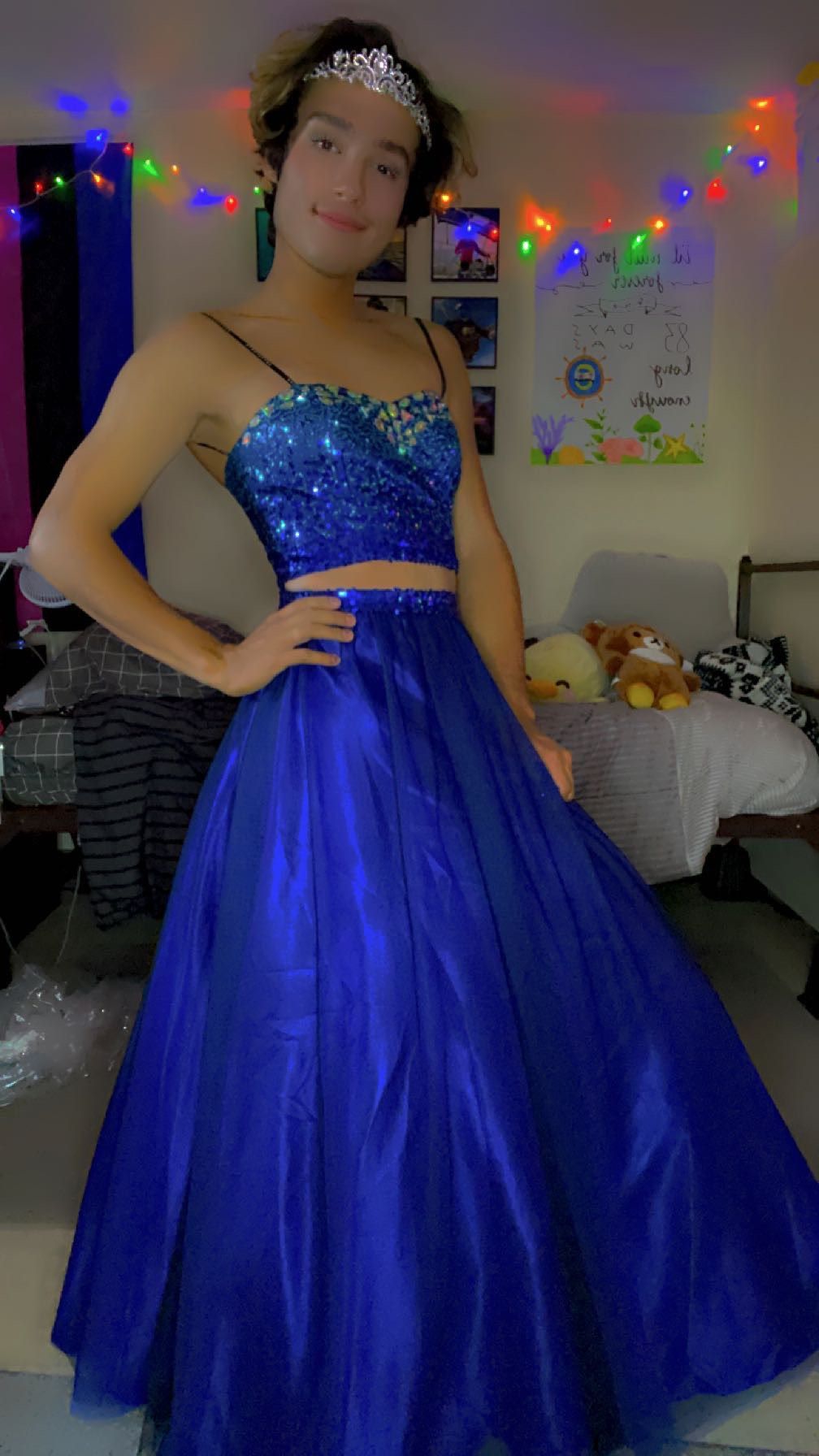 Masquerade Size 4 Prom Strapless Blue Ball Gown on Queenly