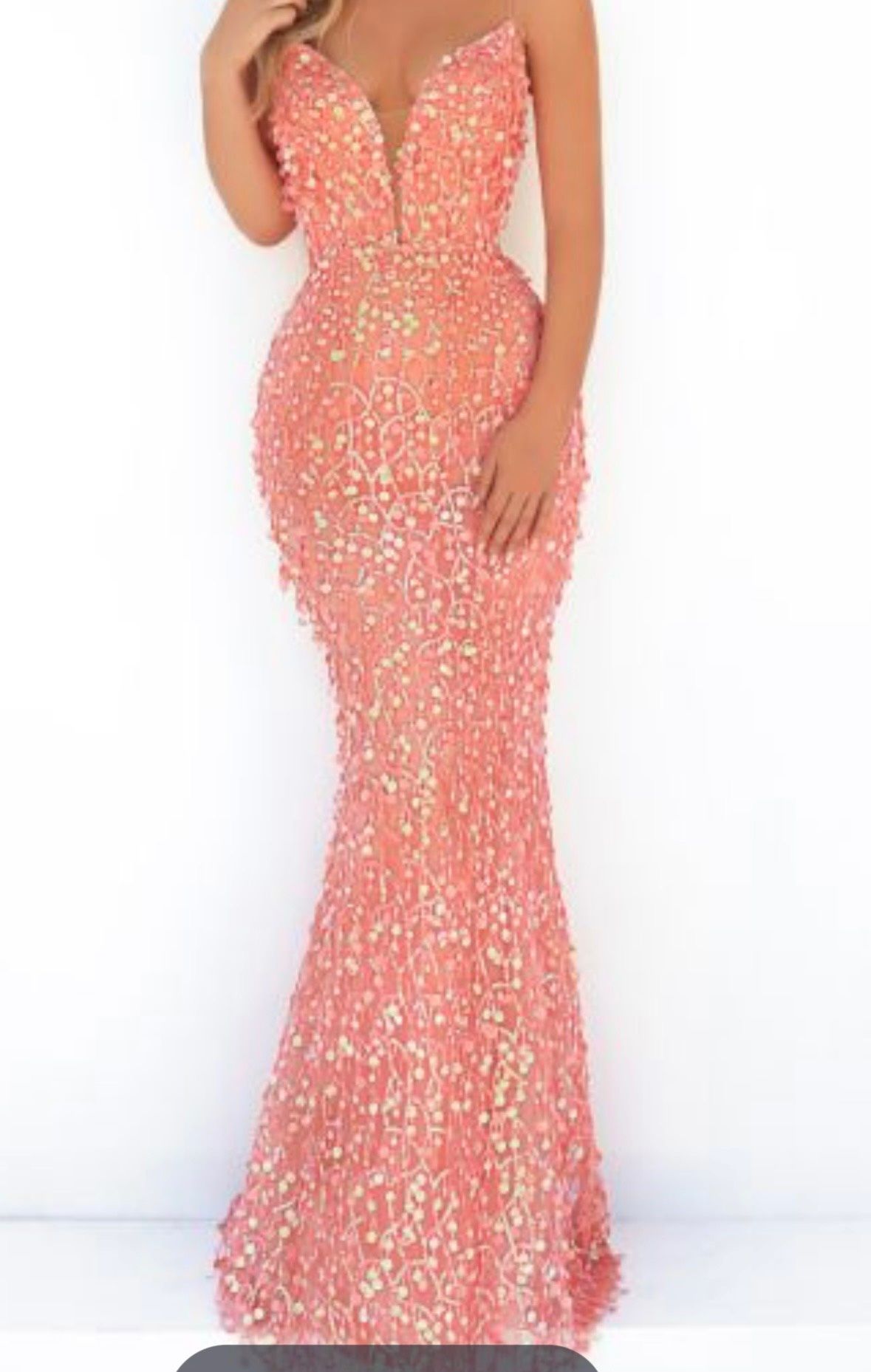 Style 51048 Tarik Ediz Size 2 Prom Plunge Pink A-line Dress on Queenly