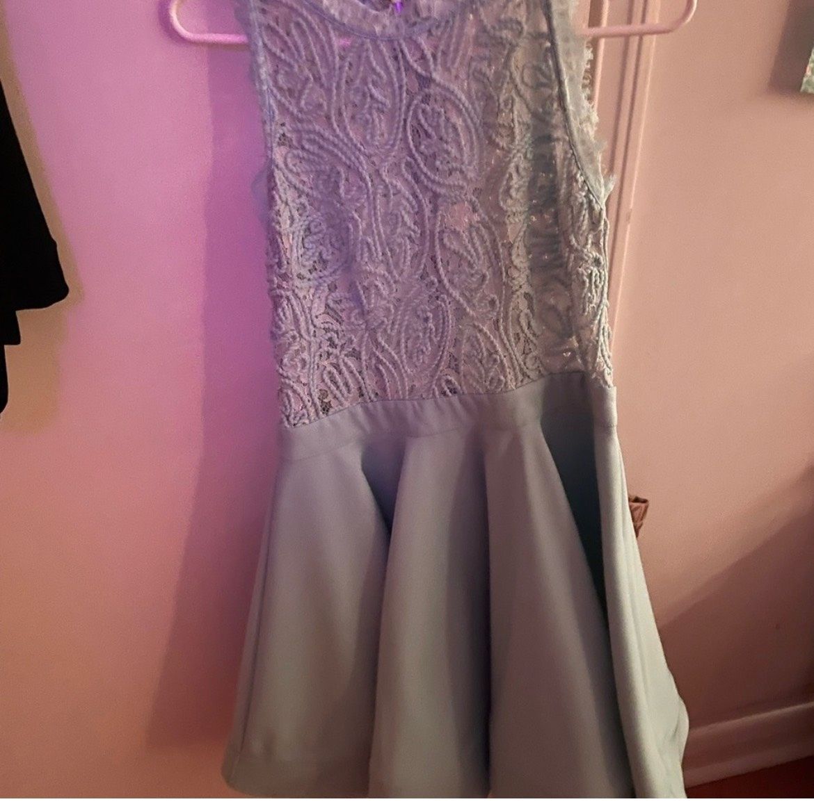 Honey Size M High Neck Lace Blue Cocktail Dress on Queenly
