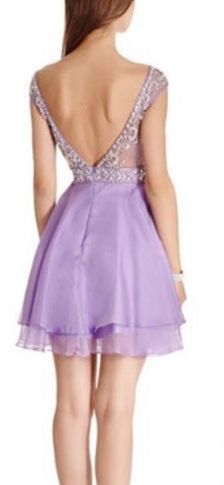 Aspeed Size XL Prom Cap Sleeve Sequined Light Purple A-line Dress on Queenly