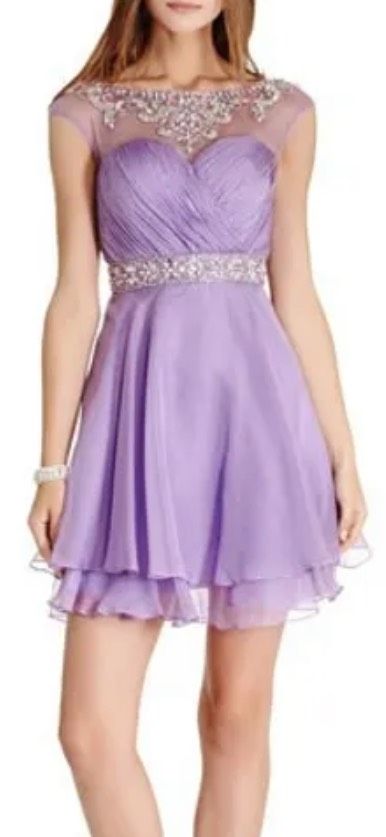 Aspeed Size XL Prom Cap Sleeve Sequined Light Purple A-line Dress on Queenly