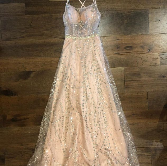 Atiana's Size 2 Prom Lace Gold Floor Length Maxi on Queenly