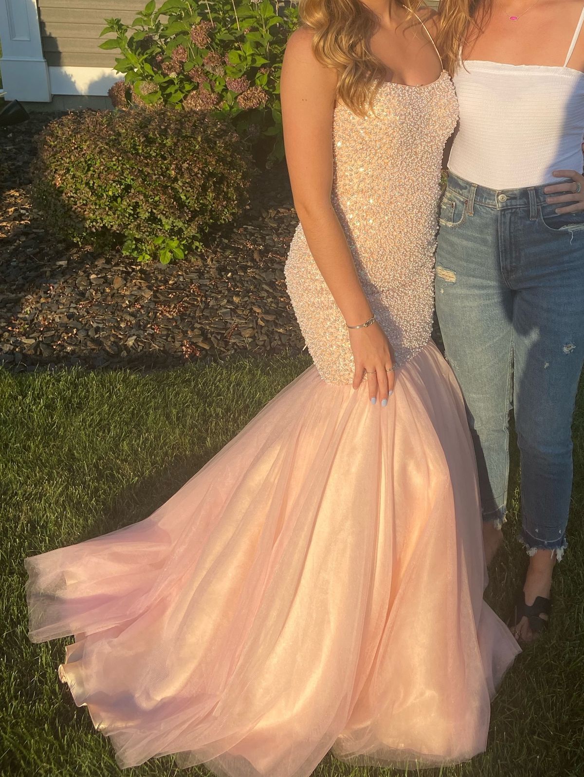 Style 16406 Tiffany Designs Size 0 Prom Sheer Light Pink Mermaid Dress on Queenly
