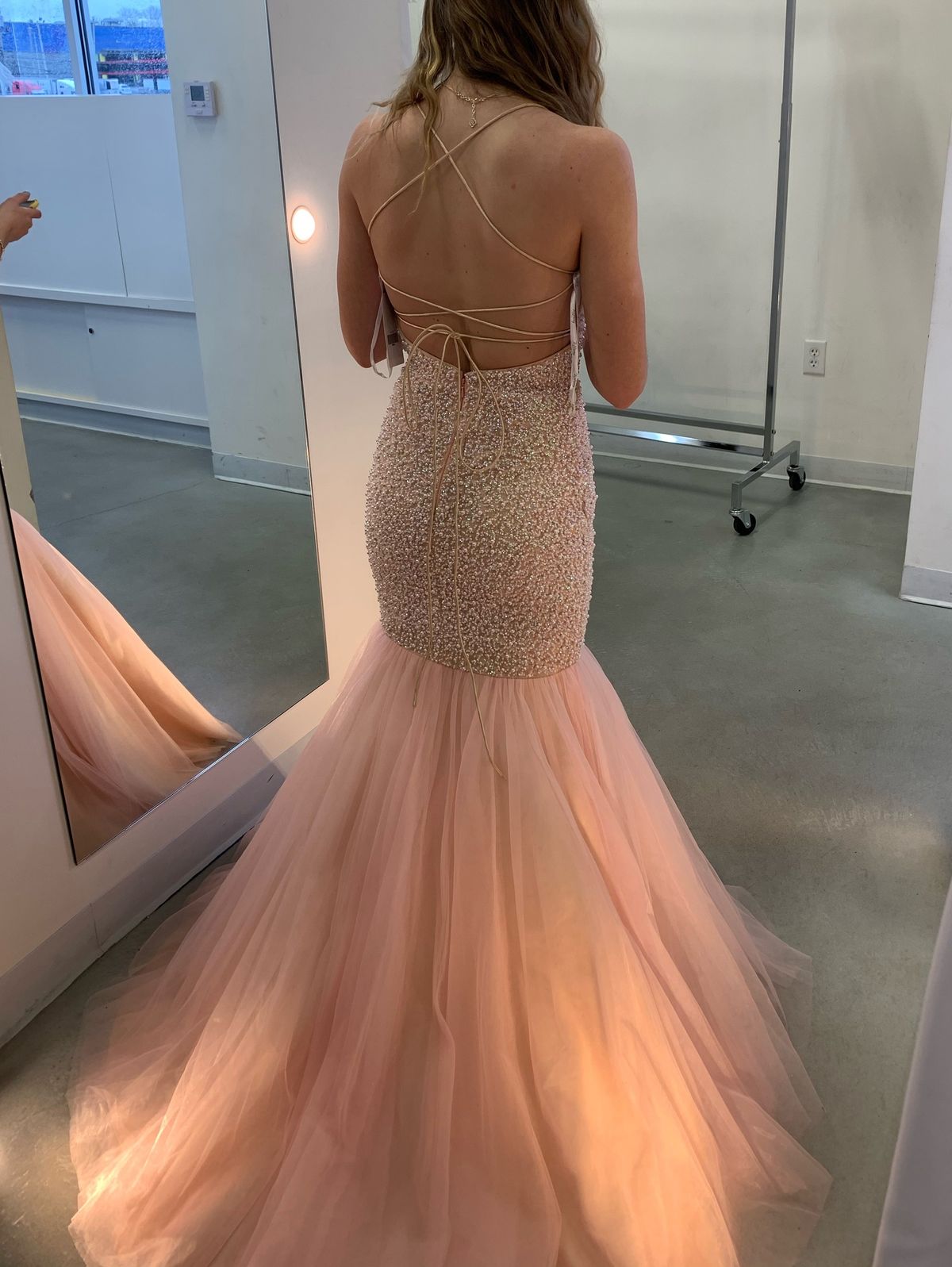 Style 16406 Tiffany Designs Size 0 Prom Sheer Light Pink Mermaid