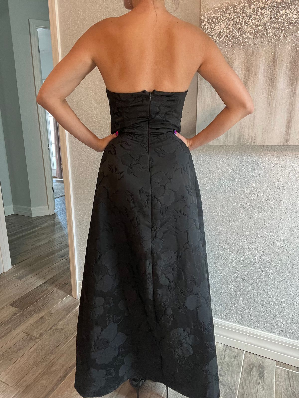 Venus Size 2 Prom Strapless Black Formal Jumpsuit on Queenly