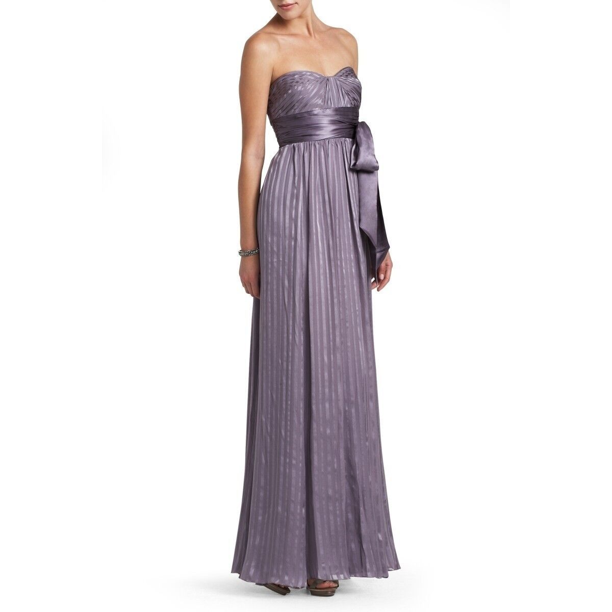 Style LUB6D989 BCBG MAXAZRIA Size 2 Strapless Satin Purple Floor Length Maxi on Queenly