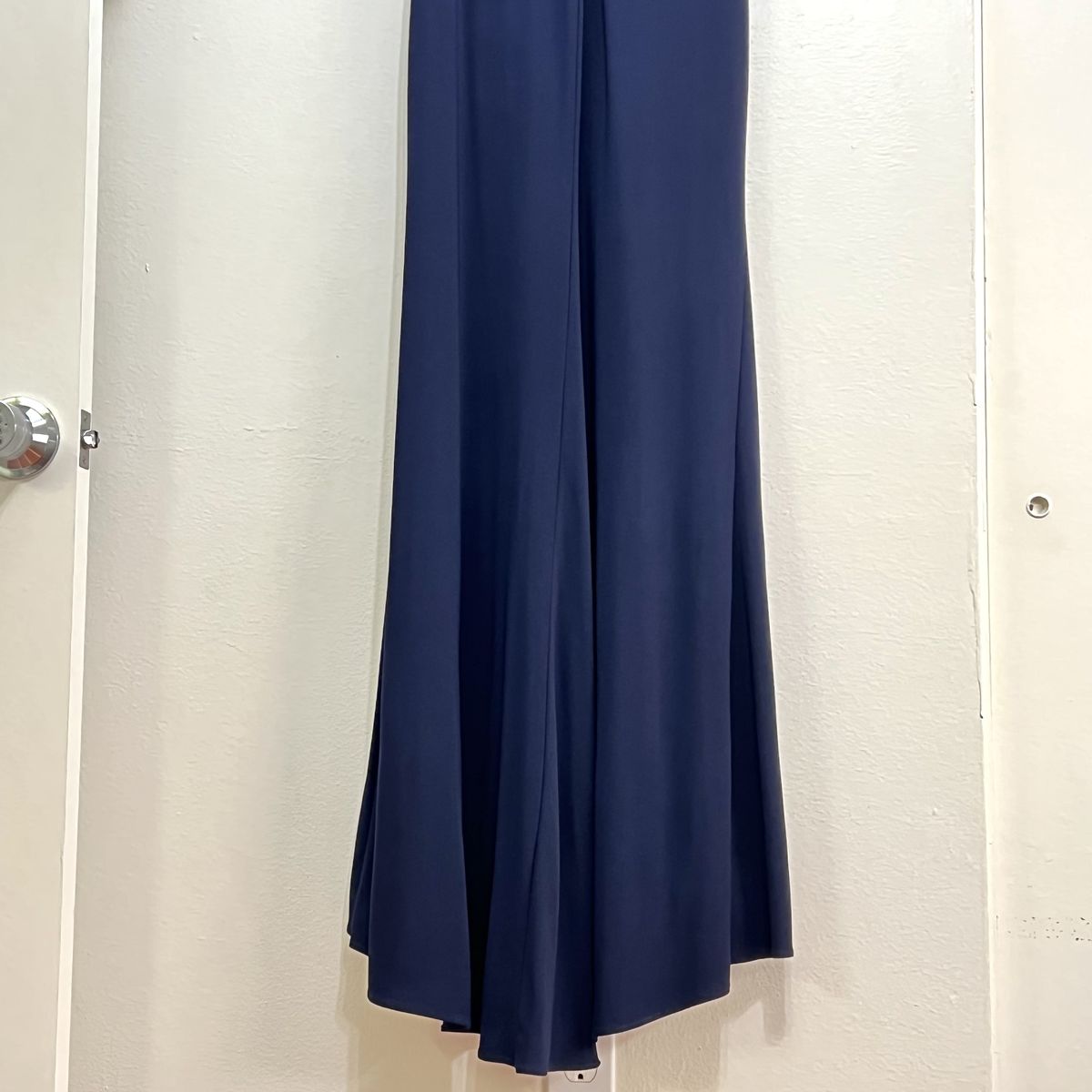 Mac Duggal Plus Size 16 Prom Cap Sleeve Navy Blue Side Slit Dress on Queenly