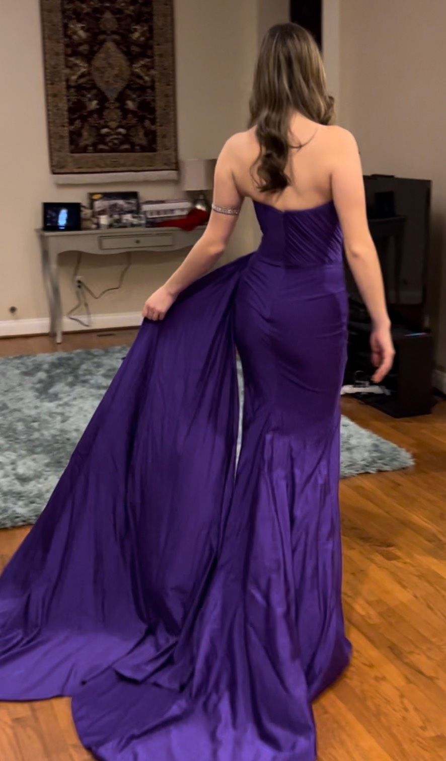 Albina Dyla Size 6 Prom Strapless Purple Side Slit Dress on Queenly