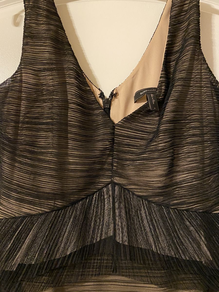BCBG Max Azria Size 8 Homecoming Plunge Sheer Black Cocktail Dress on Queenly