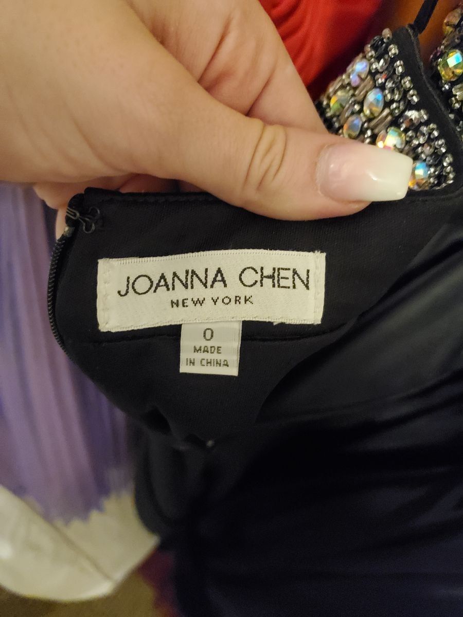 Joanna Chen Size 0 Prom Halter Black Floor Length Maxi on Queenly