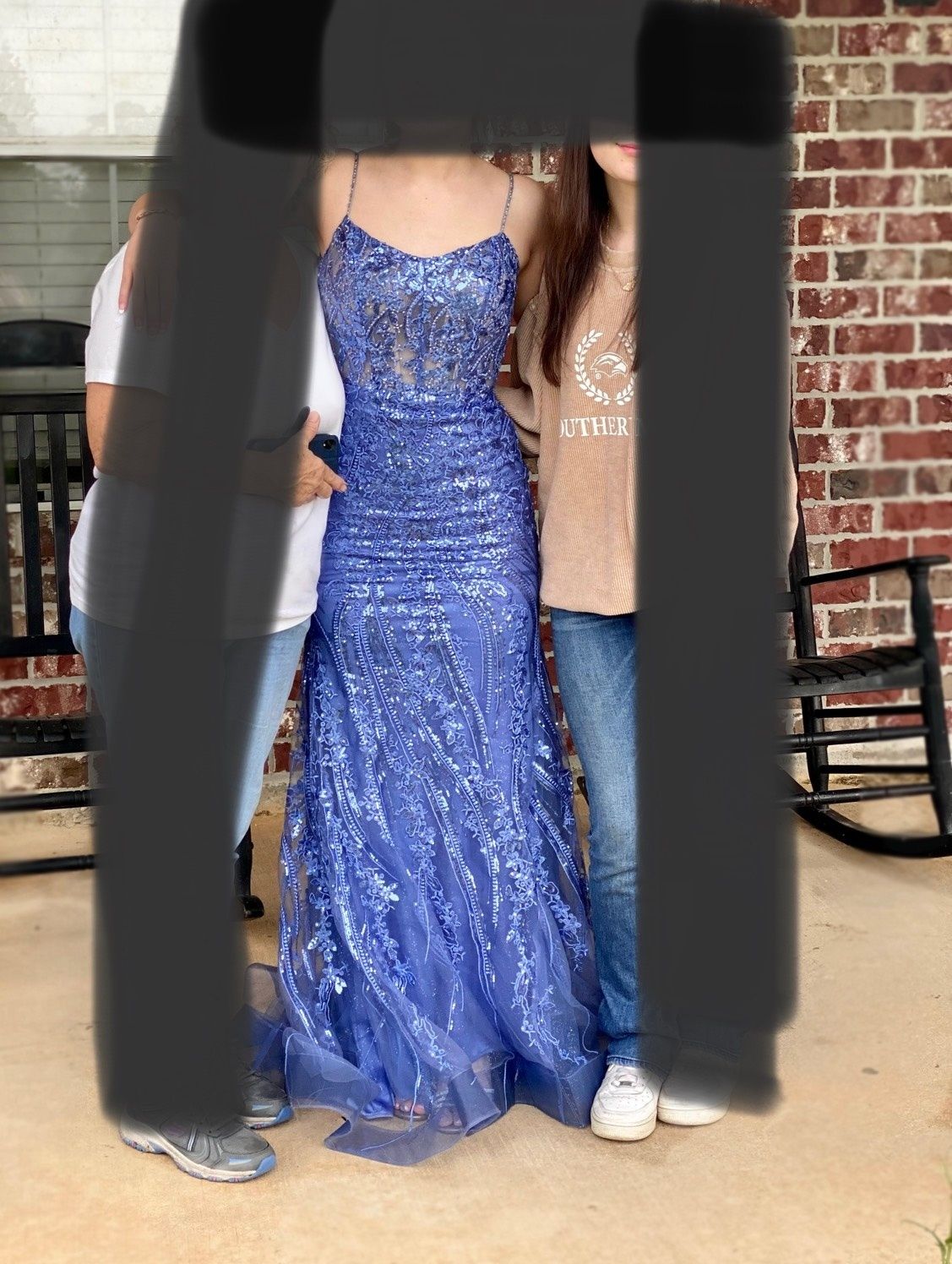 Style 54275 Sherri Hill Size XS Prom Lace Light Blue Mermaid Dress on Queenly