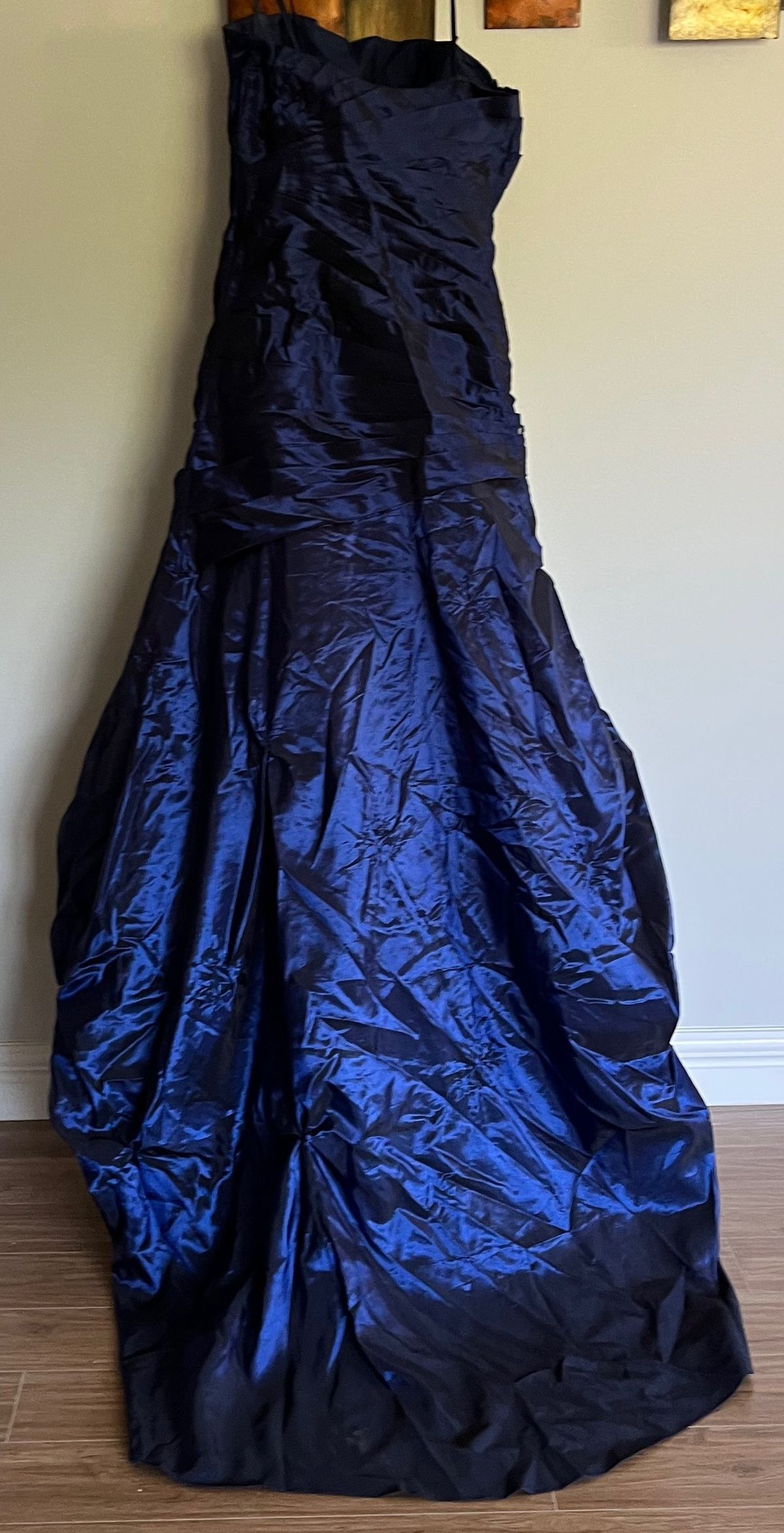 Size 12 Prom Strapless Sequined Royal Blue Dress With Train on Queenly