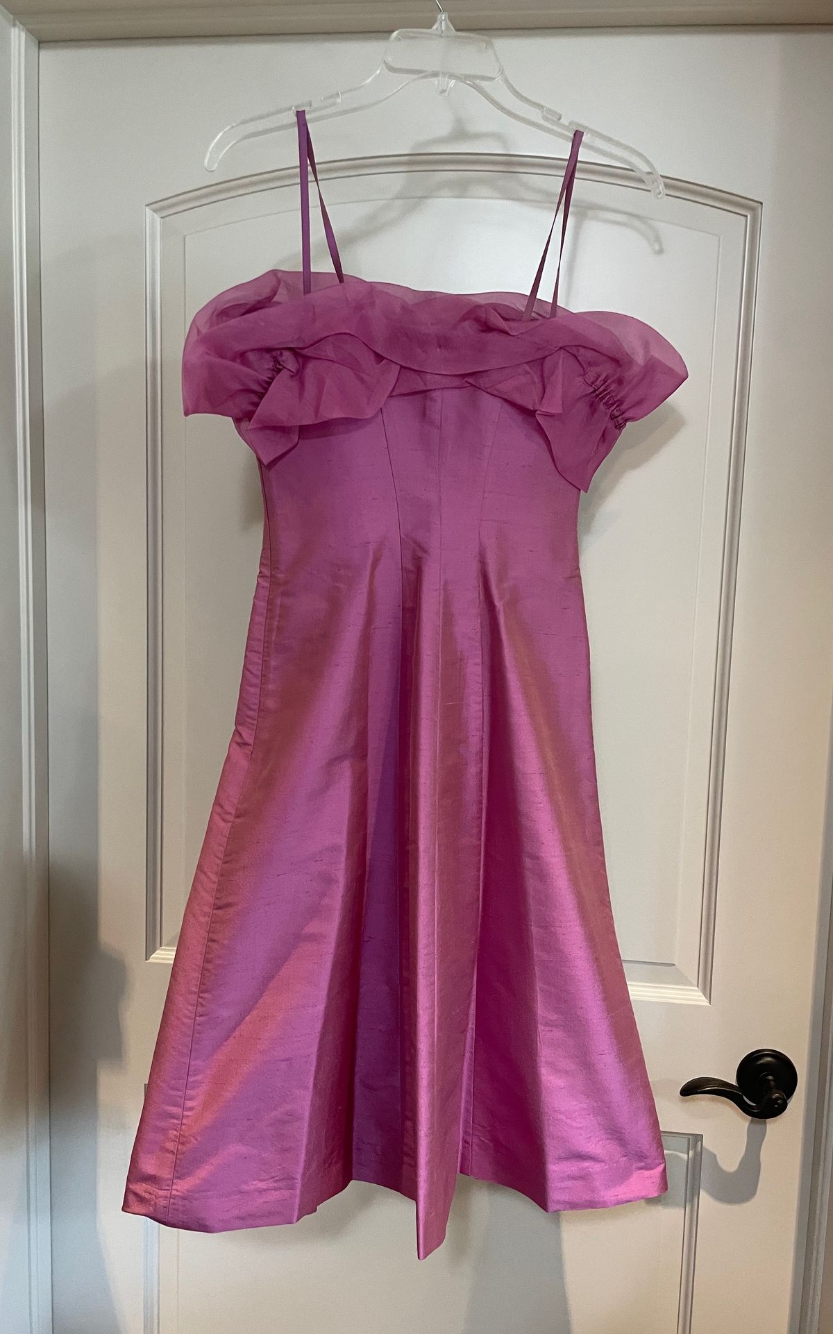 Tara Jarmon Size 4 Off The Shoulder Satin Pink A-line Dress on Queenly