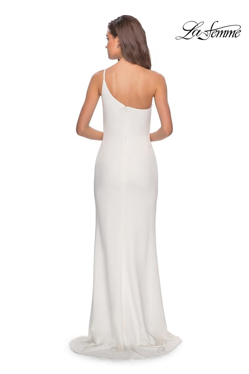 Style 28176 La Femme Size 0 Prom White Side Slit Dress on Queenly