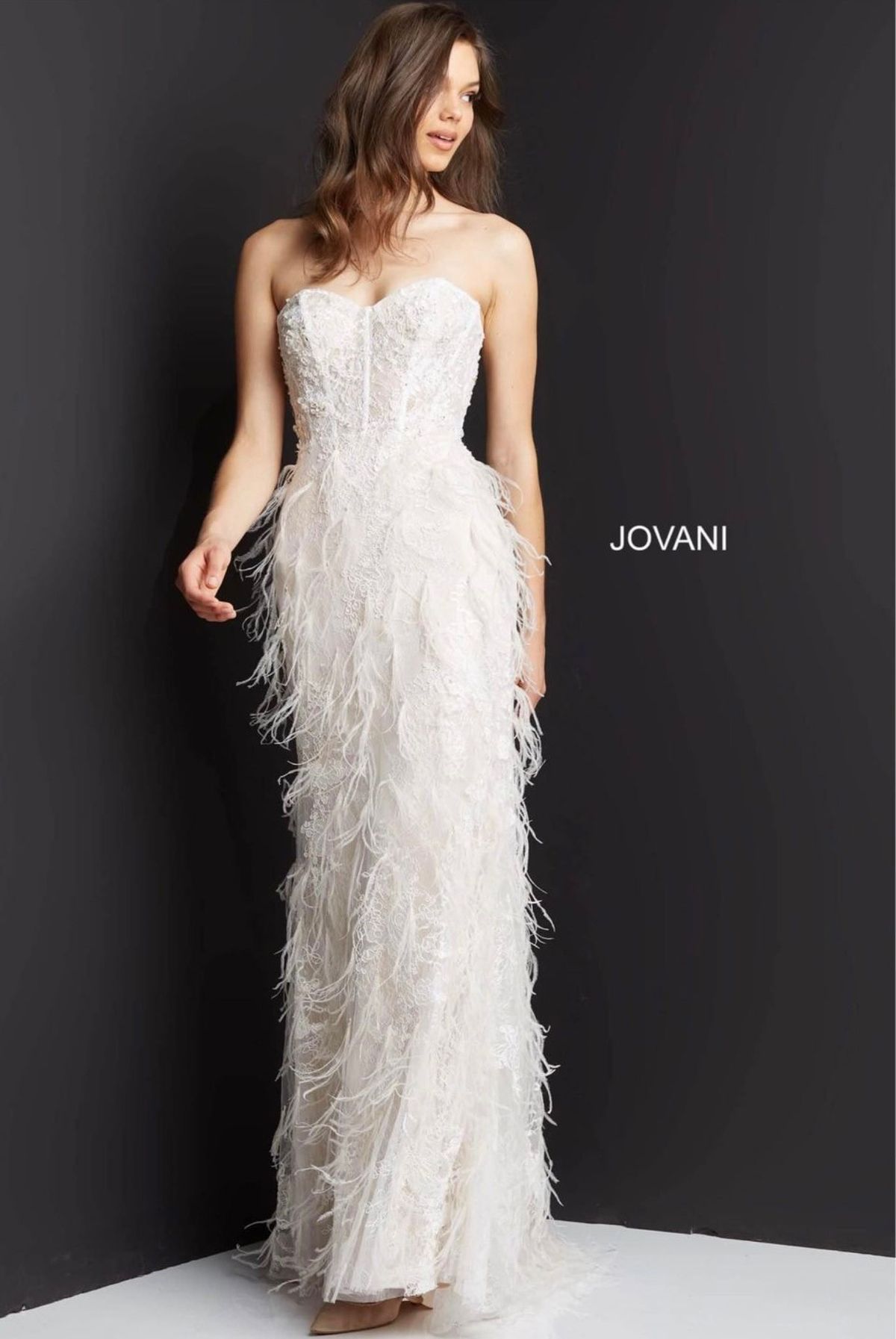 Style 07914 Jovani Plus Size 18 Strapless White Mermaid Dress on Queenly