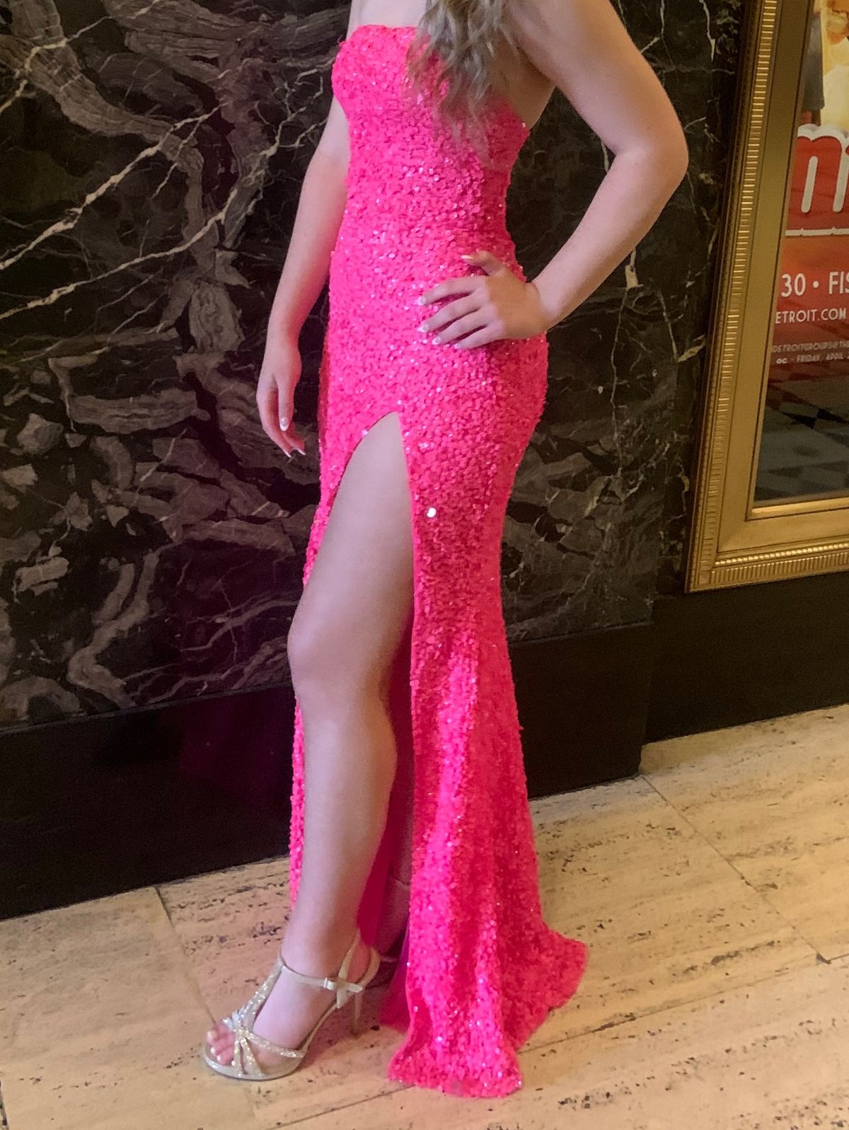 Size 0 Prom Strapless Satin Light Pink Side Slit Dress on Queenly