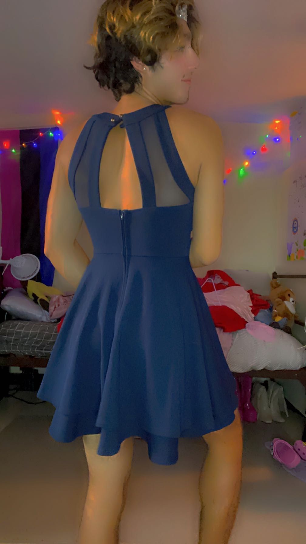 Honey & Rosie Size S Prom High Neck Blue Cocktail Dress on Queenly