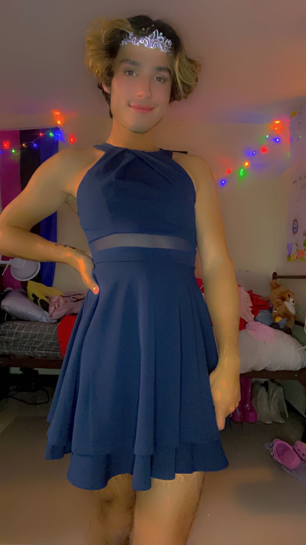 Honey & Rosie Size S Prom High Neck Blue Cocktail Dress on Queenly