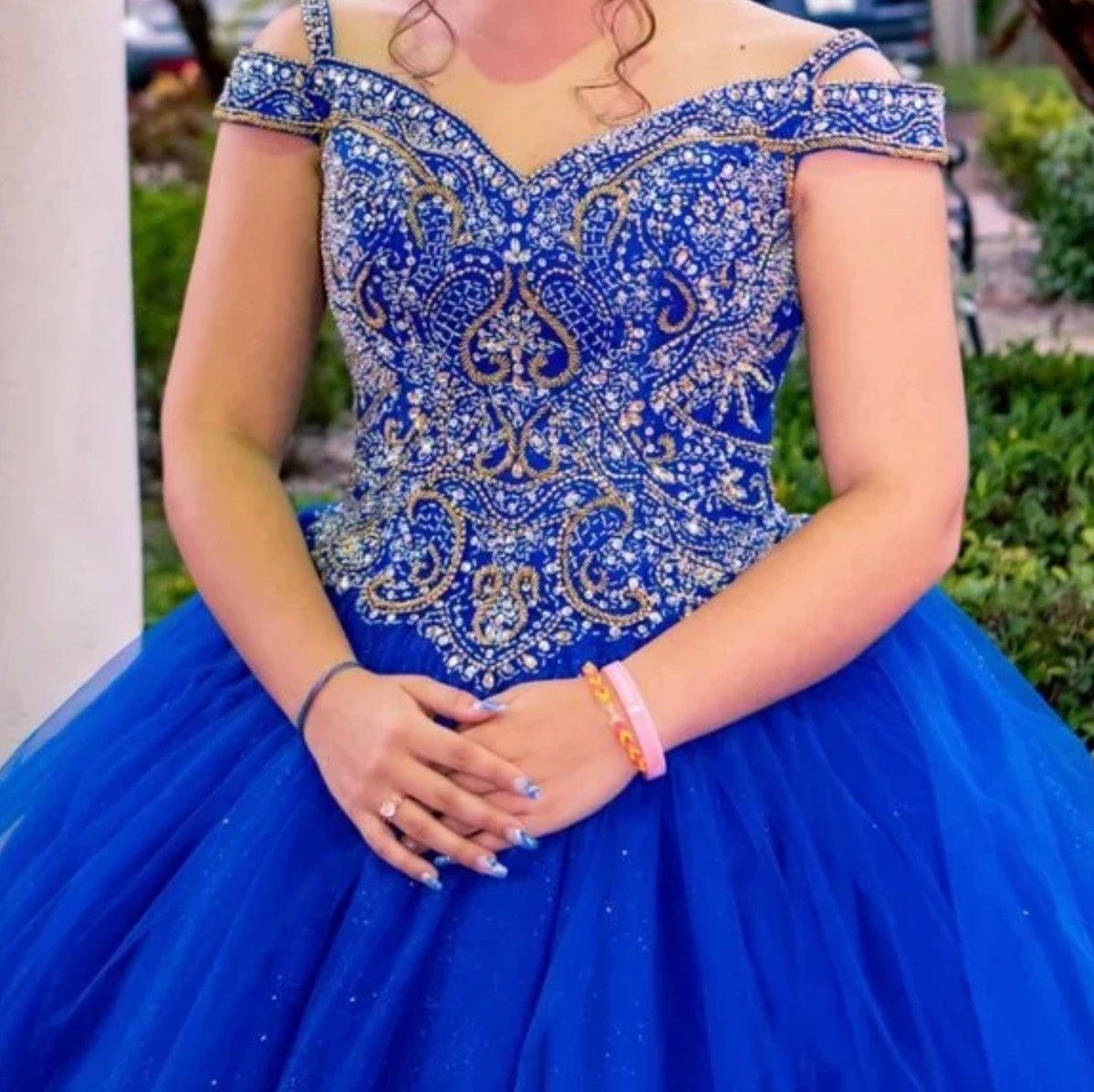 Style Fiesta Collection House of Wu Size 6 Off The Shoulder Royal Blue Ball Gown on Queenly