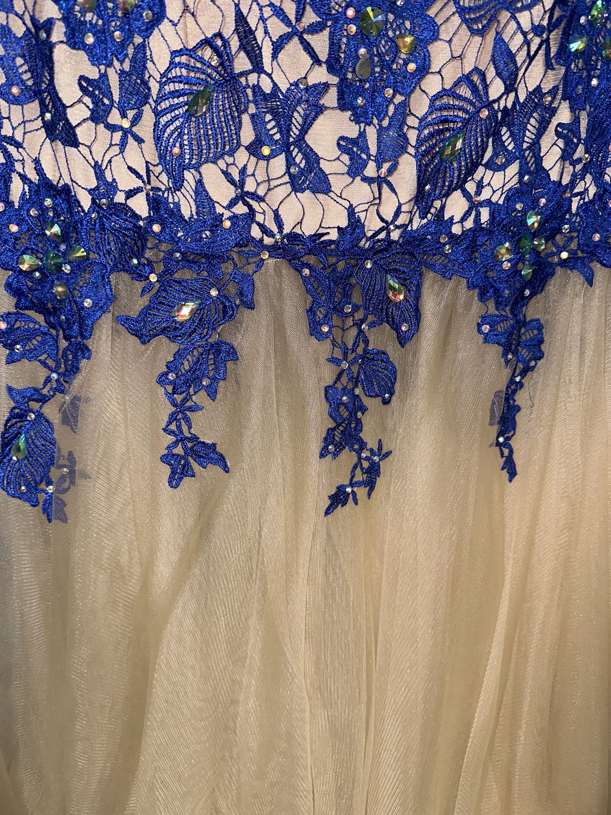 Size 12 Lace Royal Blue Mermaid Dress on Queenly