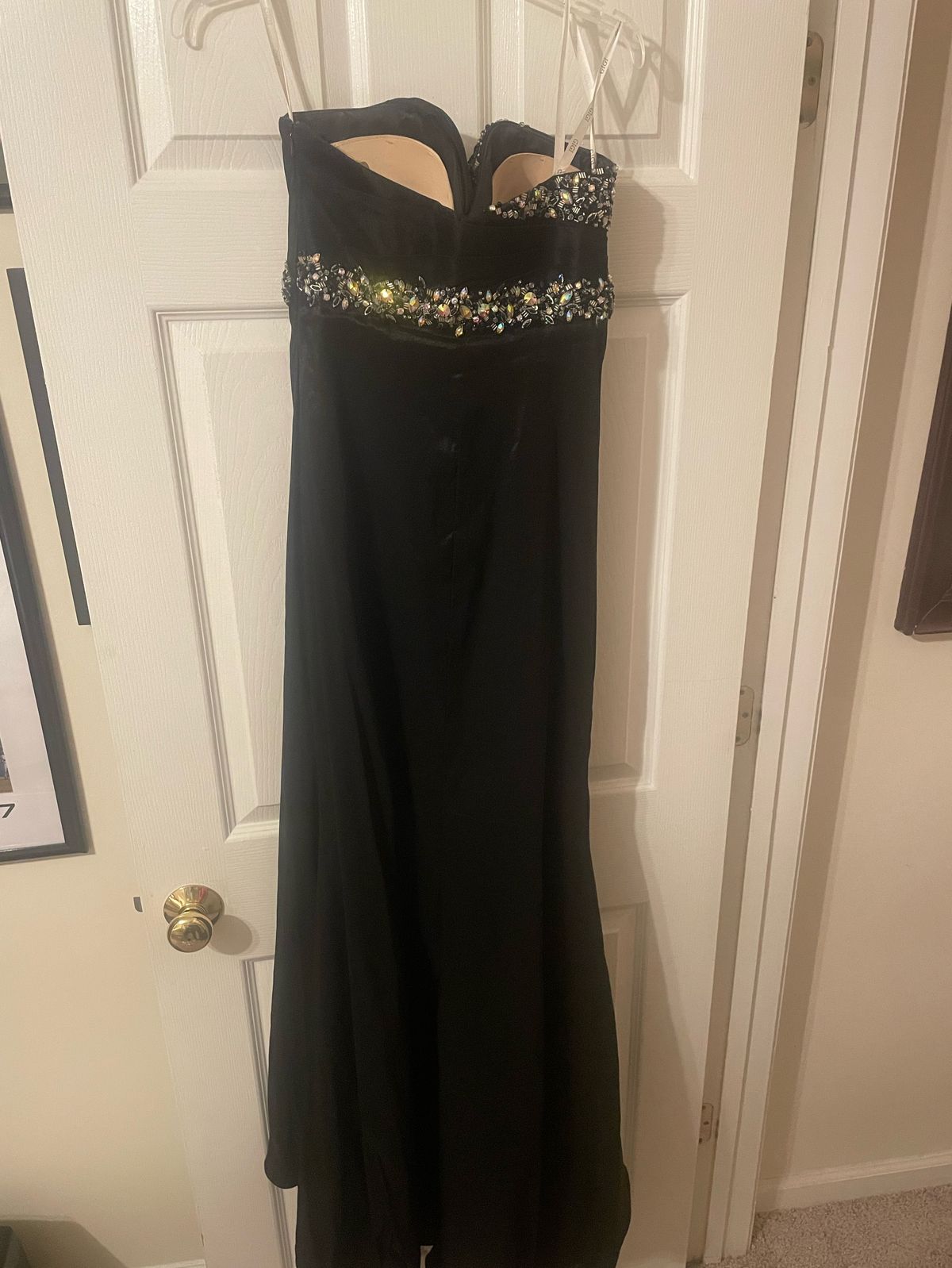 Gigi Size 8 Prom Strapless Sequined Black Floor Length Maxi on Queenly