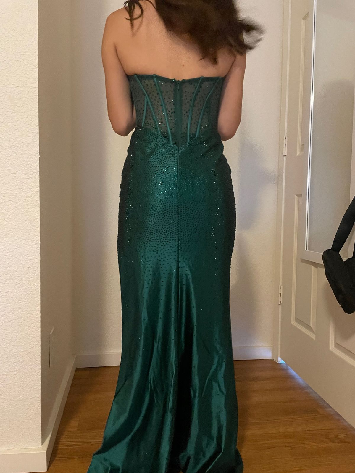 Cinderella Divine Size 2 Prom Strapless Green Side Slit Dress on Queenly
