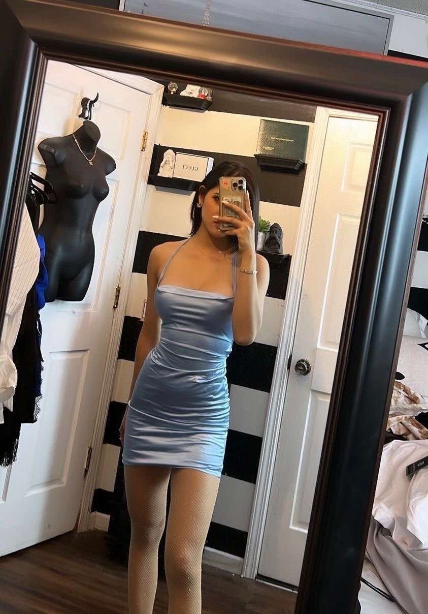 Size S Prom Satin Blue Cocktail Dress on Queenly